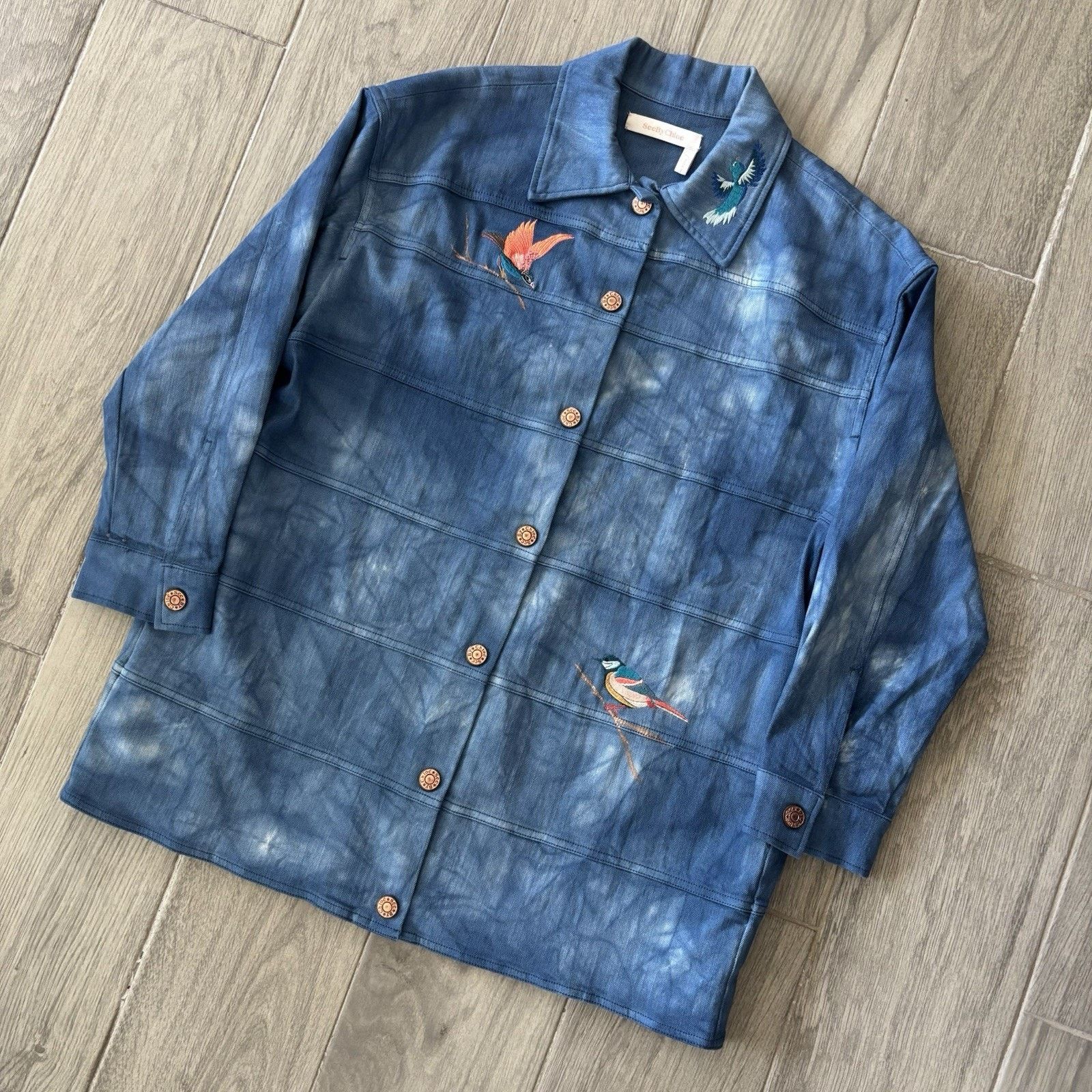 See by Chloe See By Chloé Denim Jacket Women’s 42 Acid Wash Embroided Size M / US 6-8 / IT 42-44 - 1 Thumbnail
