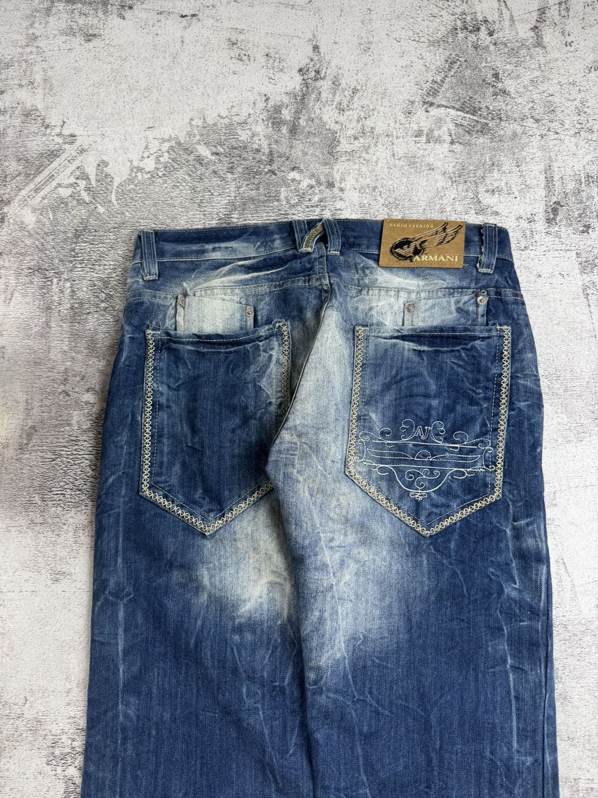 Armani Armani Vintage Faded 33/33 Blue Hip Hop Rap Distressed Jeans Pants Trousers Size US 33 - 8 Thumbnail