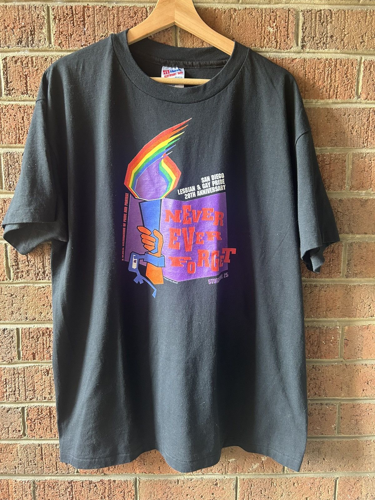 Hanes Vintage 1984 LGBTQ+ Stonewall Riots 25th Single Stitch Tee Size US XL / EU 56 / 4 - 1 Thumbnail