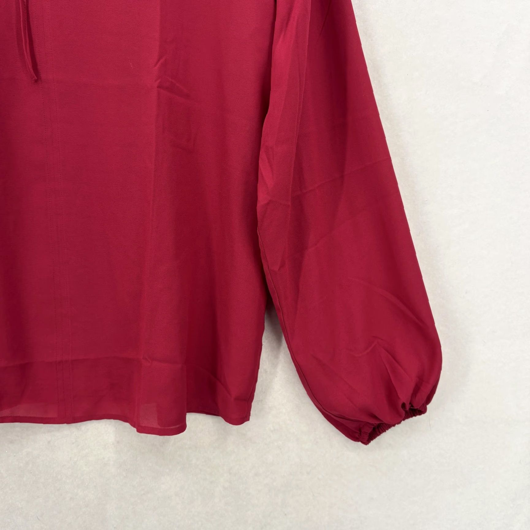 Loft LOFT Blouse Womens XS Red Smocked Shoulder Tie Neck Balloon Sleeve Top Feminine Size XS / US 0-2 / IT 36-38 - 3 Thumbnail