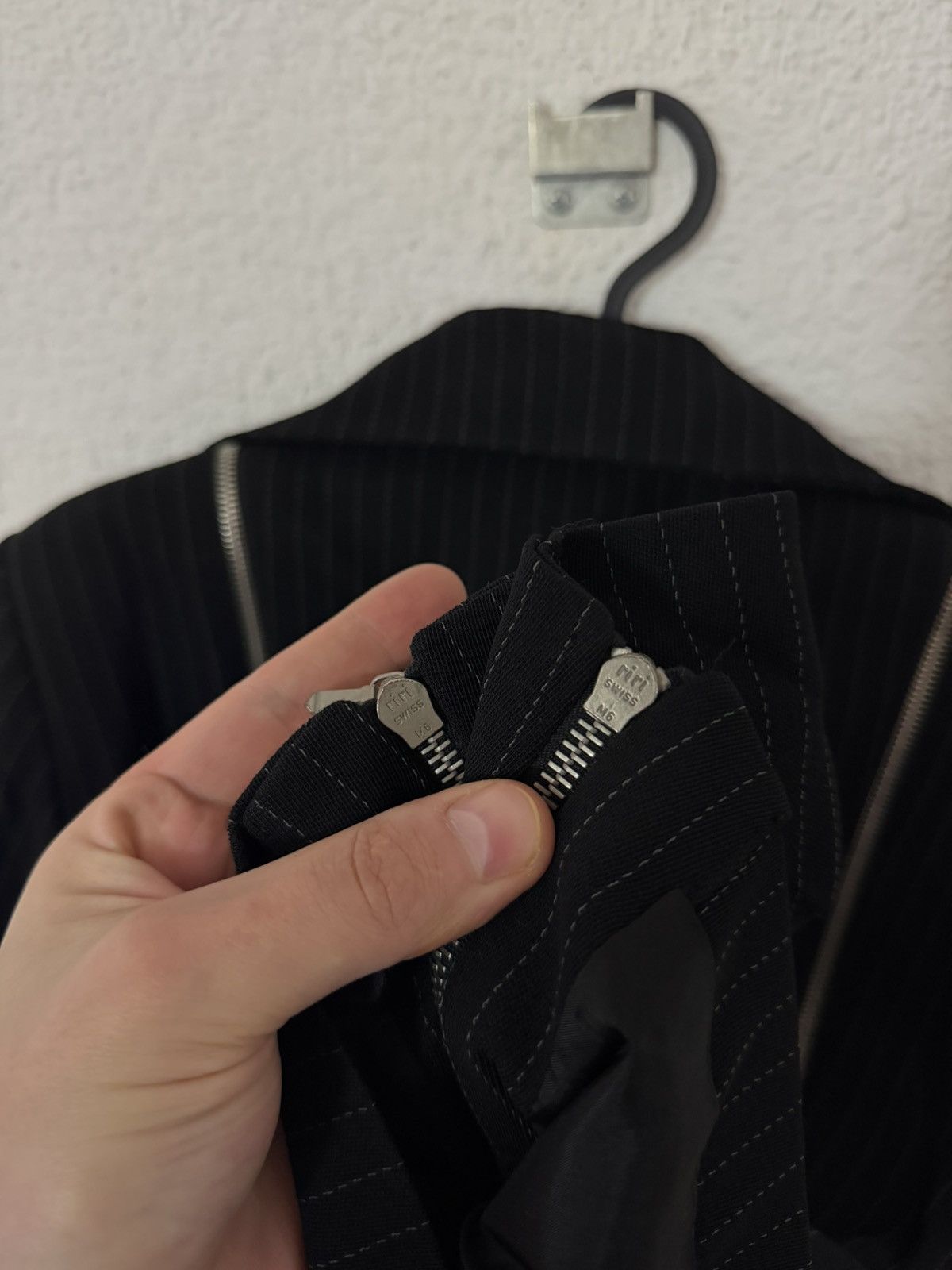 Other Vintage 90s Sophie Sitbon Paris Wool Pinstripe Zip Blazer Size M / US 6-8 / IT 42-44 - 19 Thumbnail