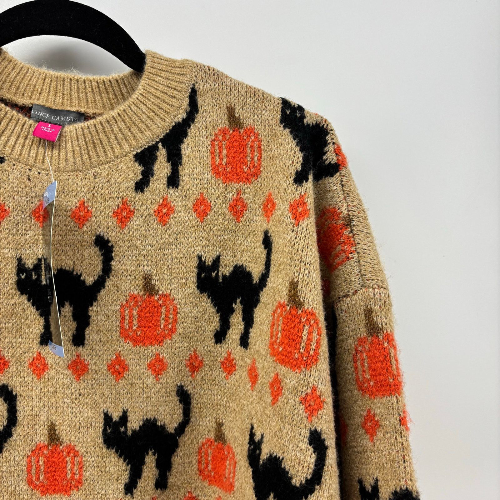 Vince Camuto Vince Camuto Size L Womens Sweater Black Cat Pumpkin Fall Size L / US 10 / IT 46 - 13 Thumbnail