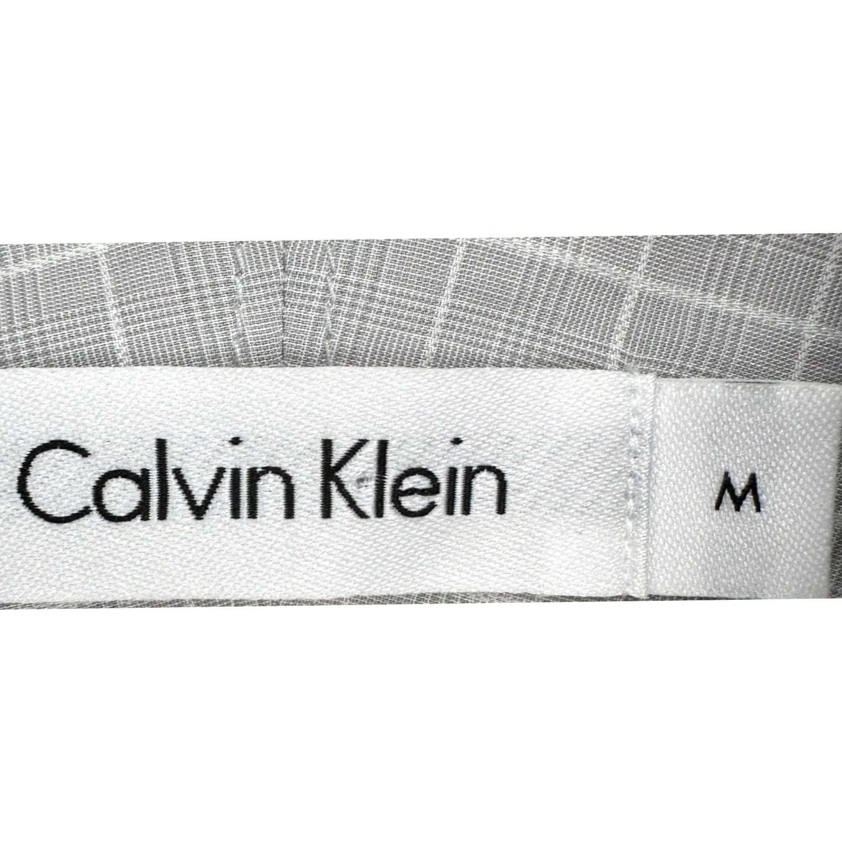 Calvin Klein Calvin Klein Shirt Button Up Mens Medium Gray Glenn Check Pocket Casual Cotton Size US M / EU 48-50 / 2 - 4 Thumbnail