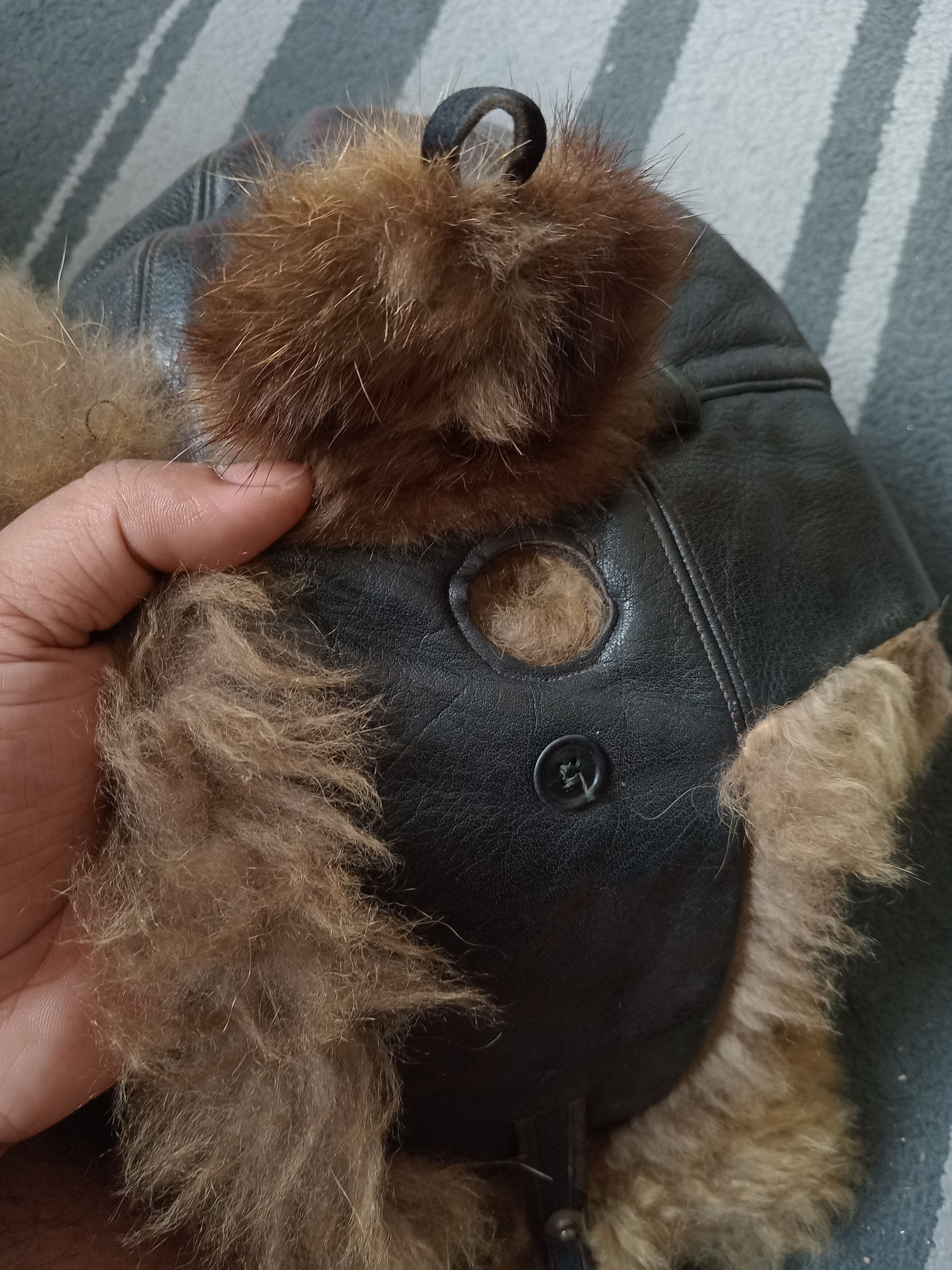 Genuine Leather × Vintage Vintage Faux Fur Pilot Aviator Flight leather Hat Size ONE SIZE - 3 Thumbnail