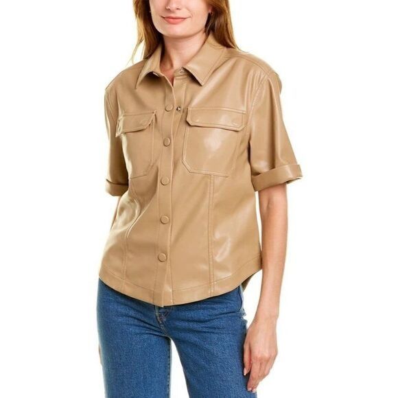 Jonathan Simkhai Jonathan Simkhai NEW Joselin Faux Leather Jacket in Tan Size Size M / US 6-8 / IT 42-44 - 2 Thumbnail