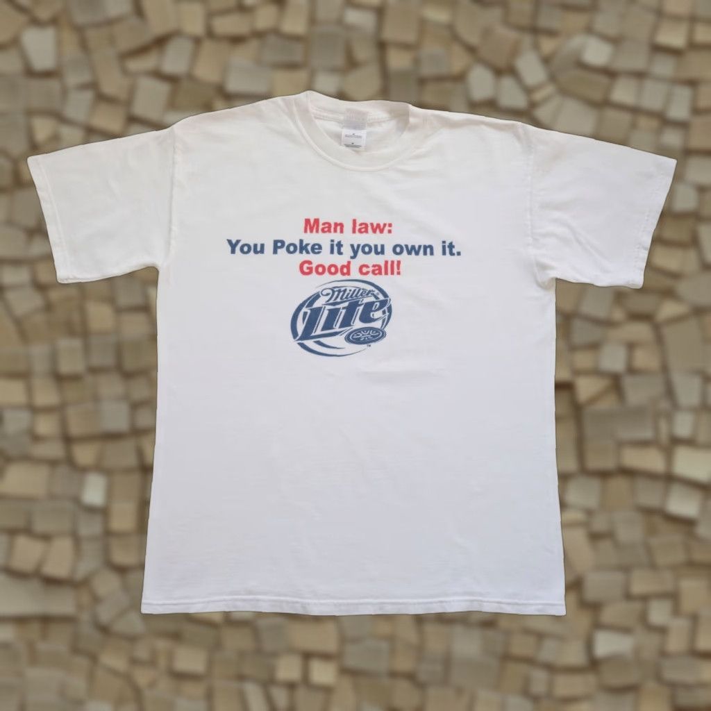 Gildan VINTAGE MILLER LITE BEER Gildan Cotton T Shirt White VTG 90s Y2K FUNNY MAN LAW GRAPHIC M Size US M / EU 48-50 / 2 - 1 Thumbnail