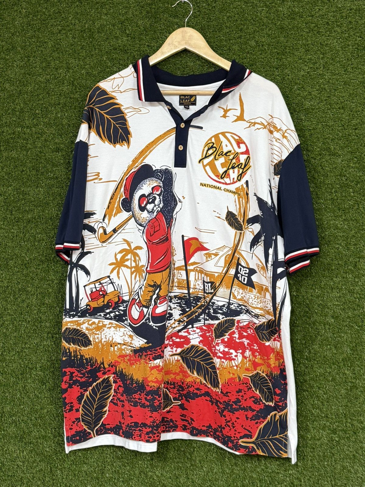 Other Blac Leaf Bear All Over Print Golf Polo Shirt 4XL XXXXL Size US XXL / EU 58 / 5 - 1 Thumbnail