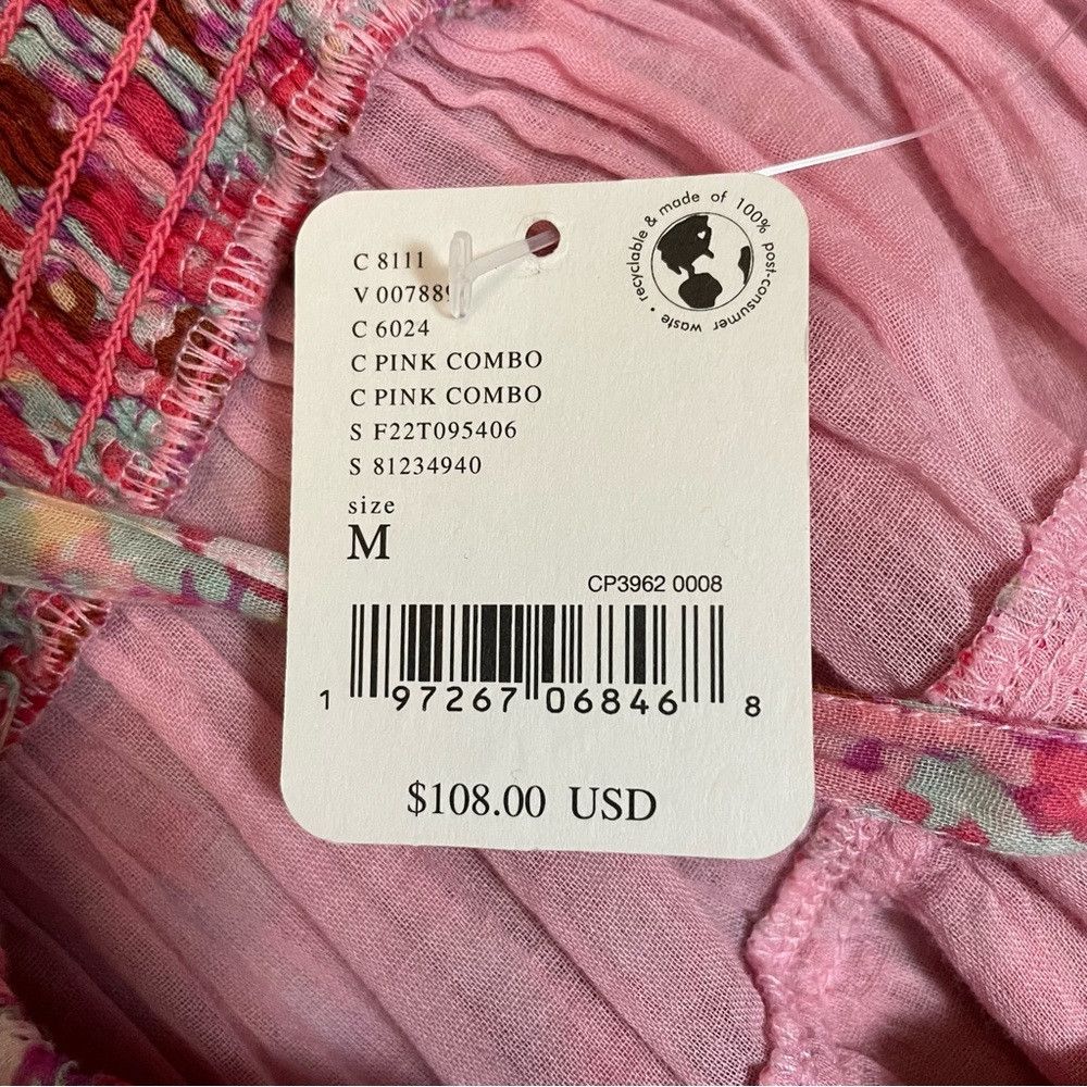 Free People NWT New $108 Free People Talia Tiered Pink Floral Tank Mini Size M / US 6-8 / IT 42-44 - 6 Thumbnail