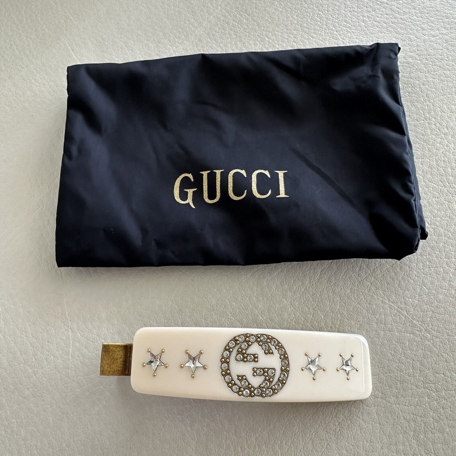 Gucci NEW GUCCI CRYSTAL HAIR INTERLOCKING G Clip White Crystal￼ Size ONE SIZE - 9 Thumbnail