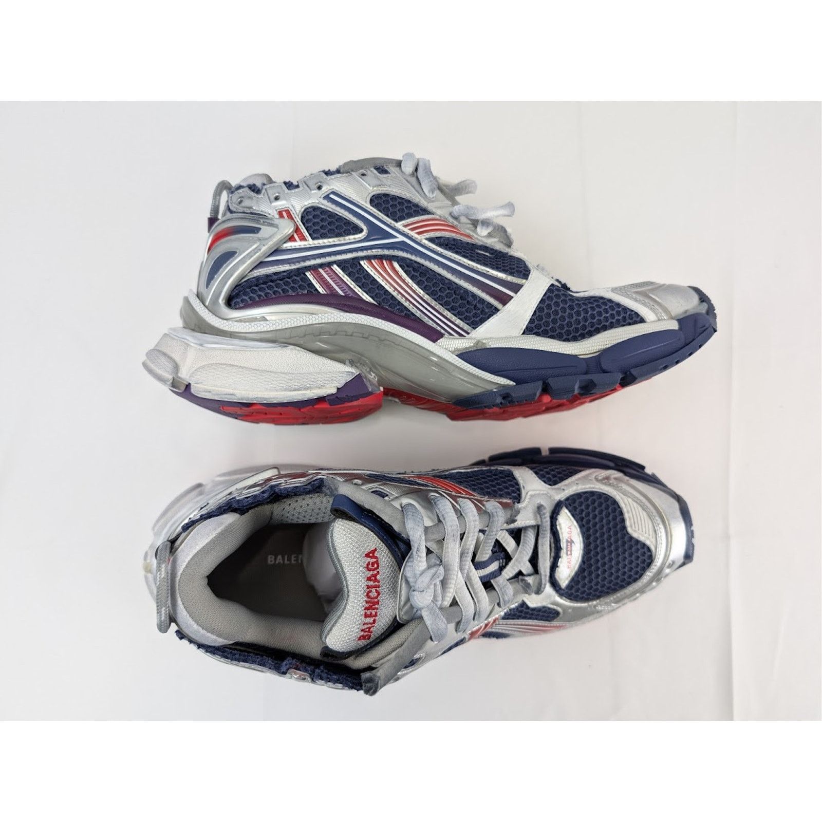 Balenciaga o1rshd1 Mesh Rubber Runner in Navy/Red/Grey Size US 12 / EU 45 - 1 Thumbnail