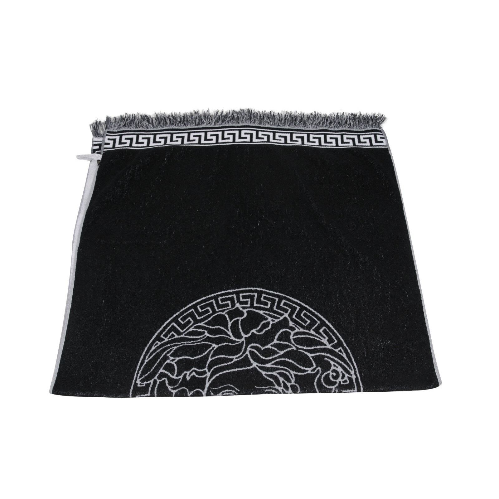 Versace Medusa Head Logo Greca Fringe Throw Blanket Black Size ONE SIZE - 8 Thumbnail