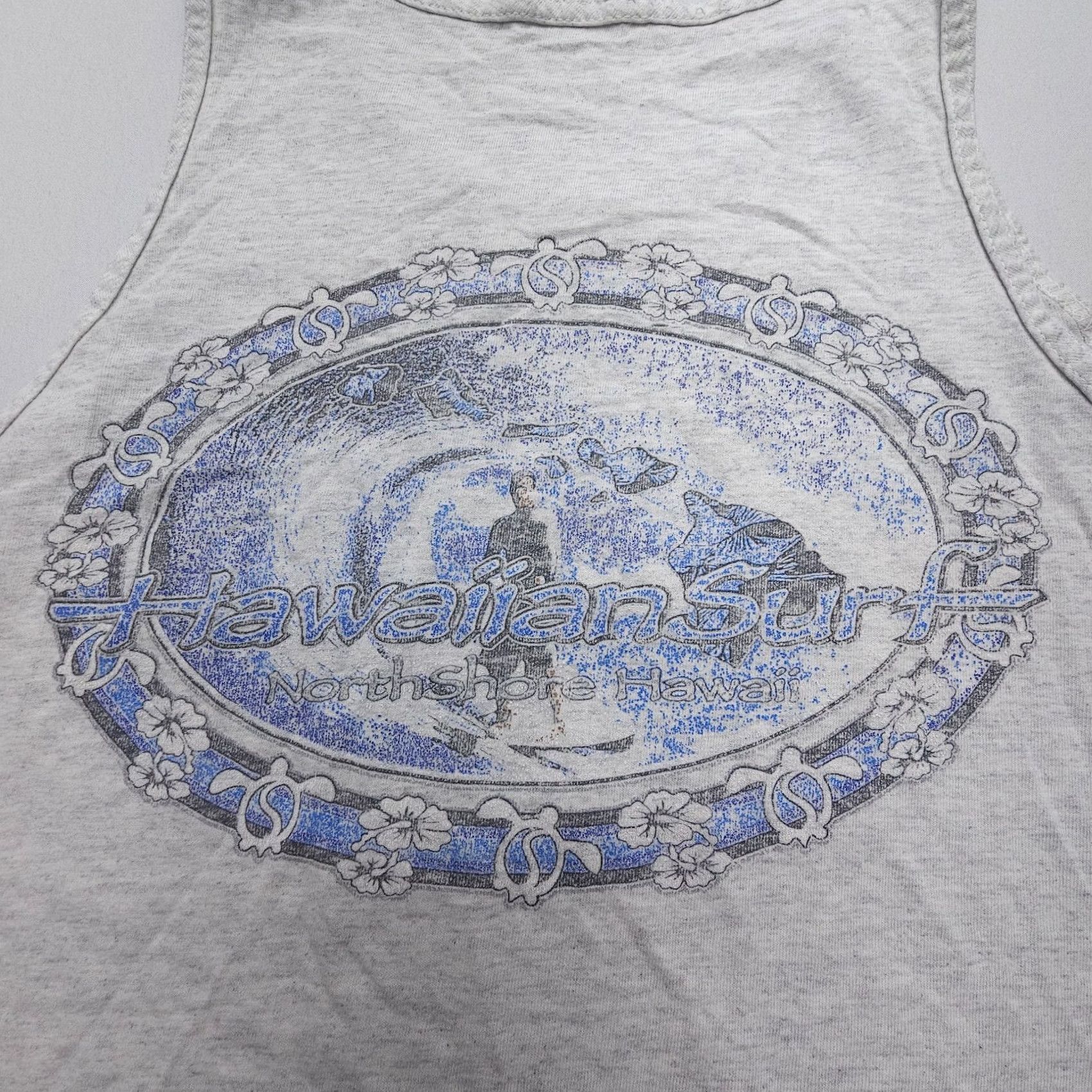 Vintage VTG Hawaiian Surf North Shore Hawaii Tank Top Mens S Distressed Pipeline Graphic Print Coastline Logo Lightweight Cotton Knit Shirt Size US S / EU 44-46 / 1 - 2 Thumbnail