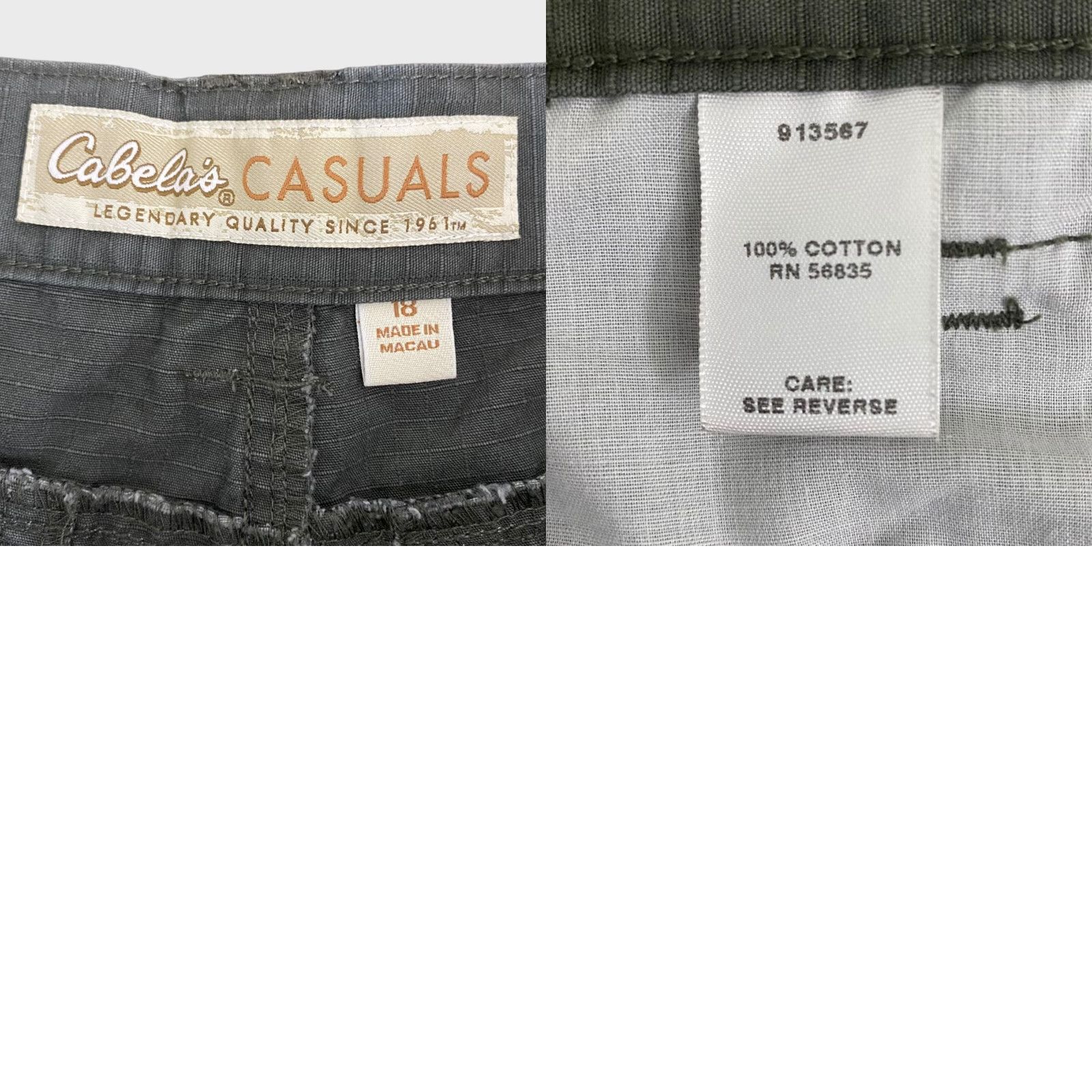 Vintage Cabela's Cargo Utility Pants Women's 18 Olive Green Relaxed Fit Cotton Wide-Leg Size 40" / US 18 - 8 Thumbnail