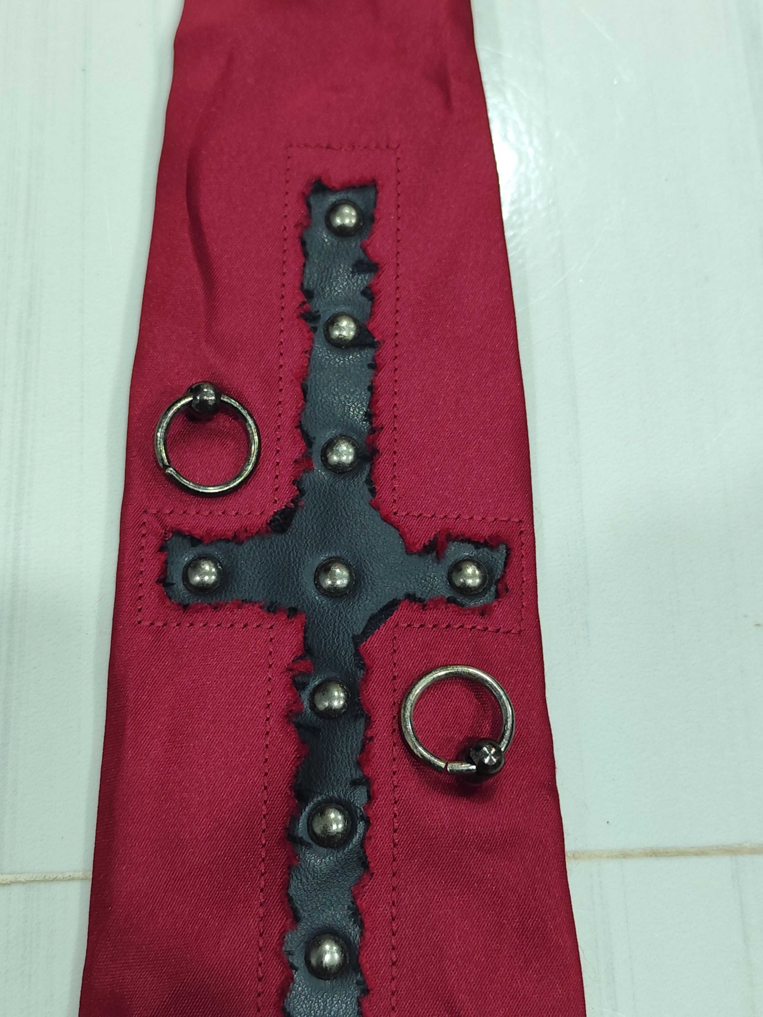 PPFM BPN black peace now neck tie leather cross studed Size ONE SIZE - 2 Thumbnail