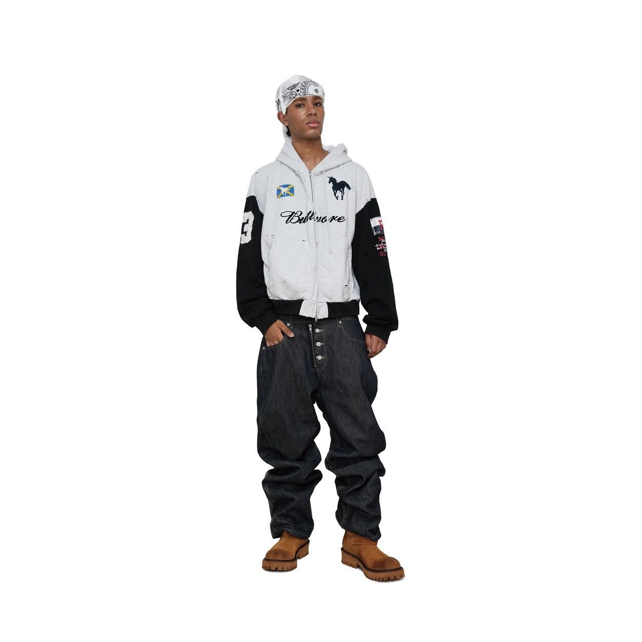 PROTOCOL INDEX BUTTIVORE ZIP HOODIE - WHITE MELANGE