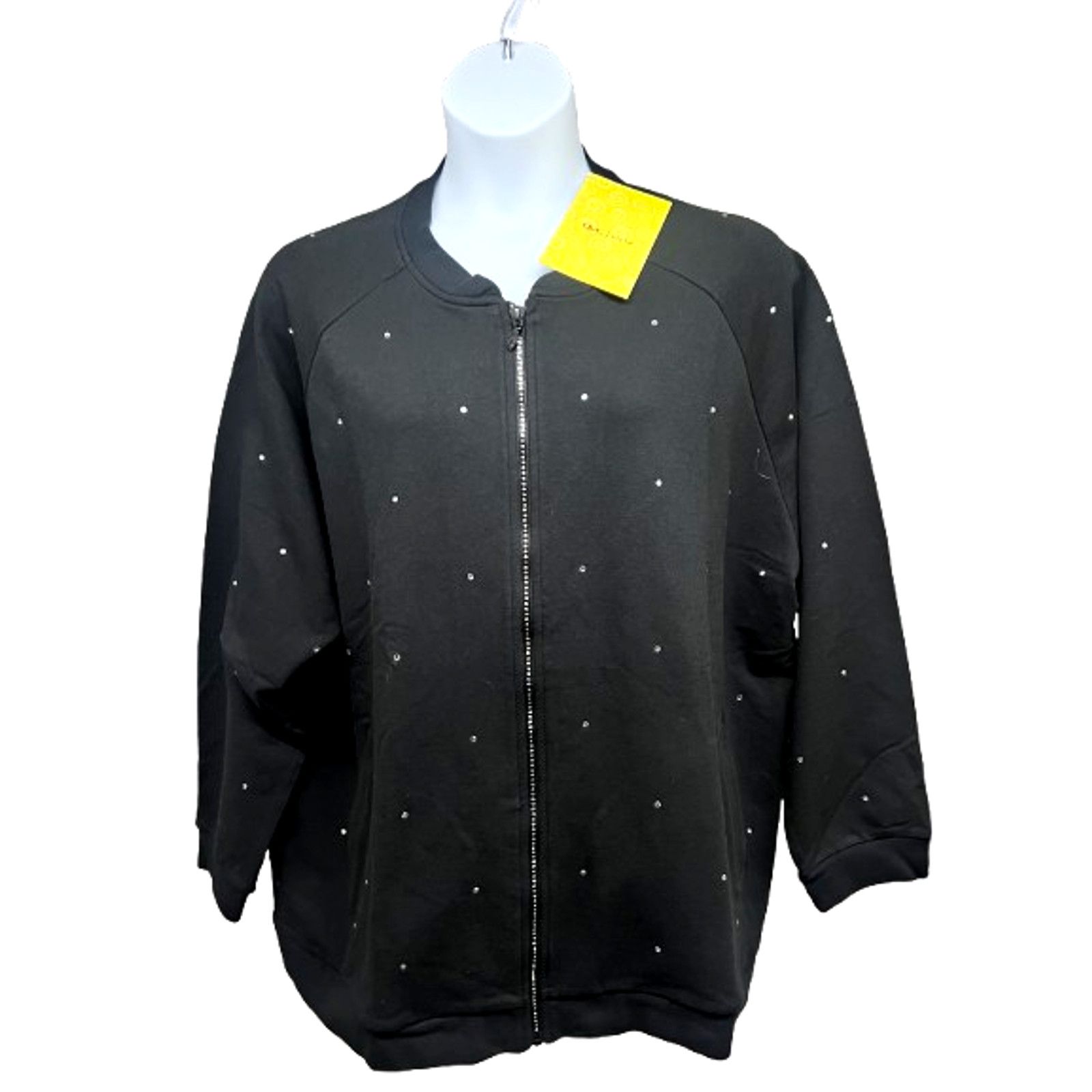 Other Quacker Factory Black Zip Up Jacket Plus 3X Rhinestones New Size 3XL / US 20-22 - 2 Thumbnail