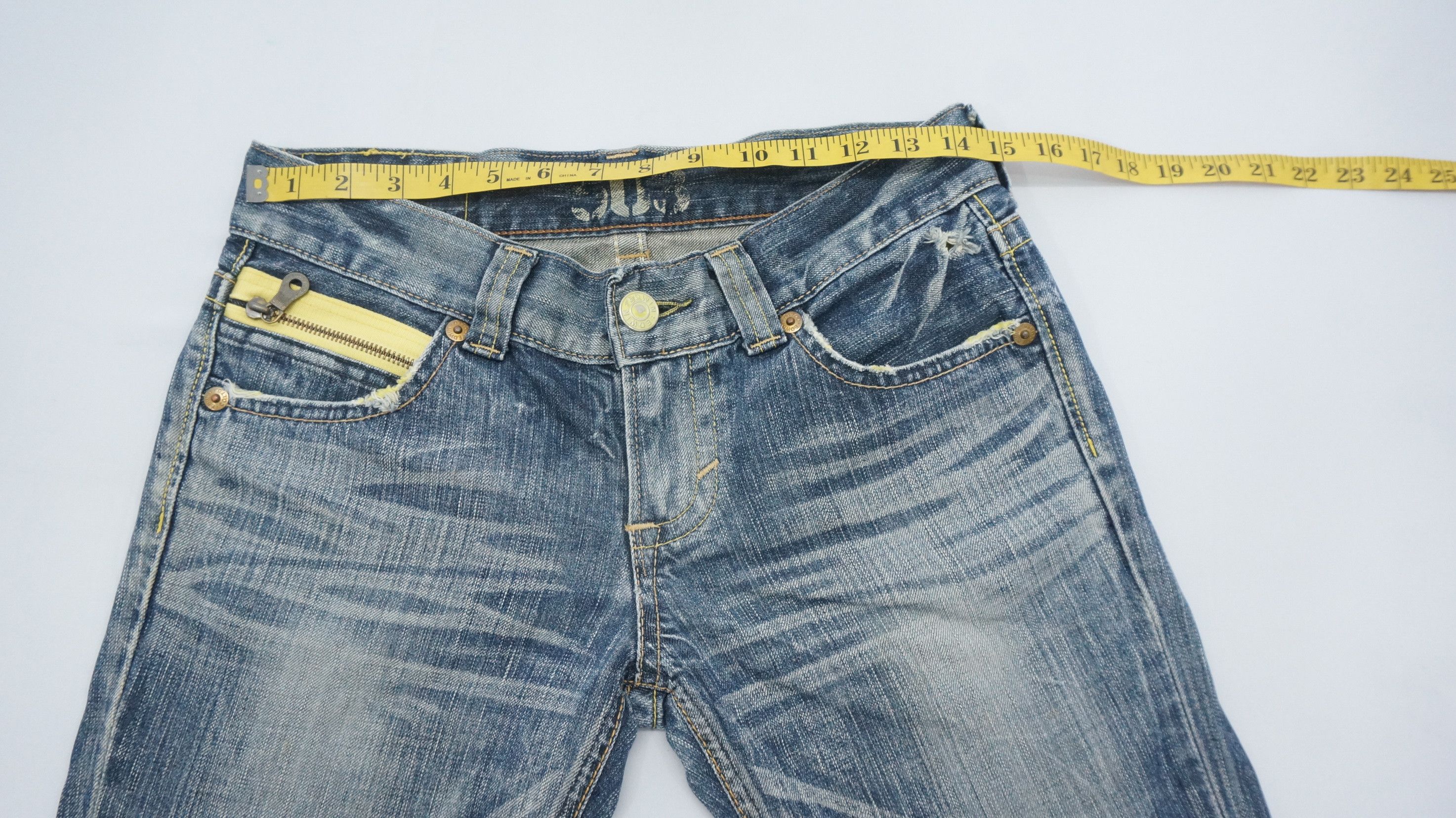 Japanese Brand 🔥 Flared EDWIN Bluetrip Yellow Stitch Ladies Rare Size 29" - 11 Thumbnail