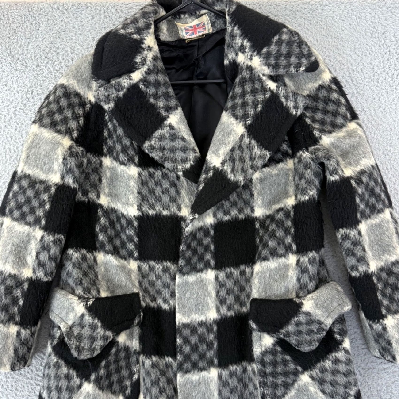 Vintage VINTAGE Rosewin Coat Womens Small Black White Check Mohair Wool 60s England Size S / US 4 / IT 40 - 3 Thumbnail