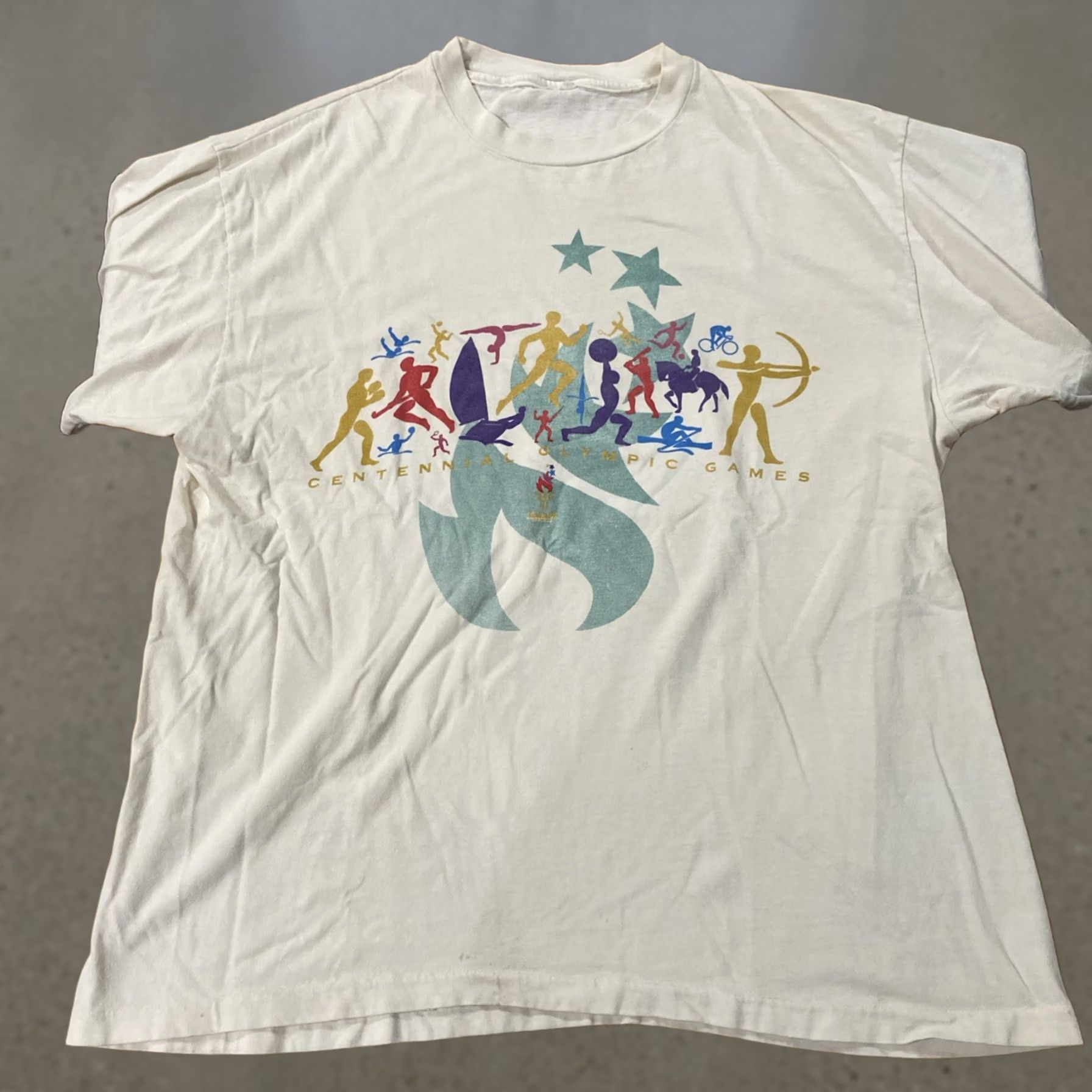 Vintage VINTAGE Atlanta 1996 Olympic Games Centennial SHIRT XL White Unisex Adults 90s T-Shirt Mens Womens Size US XL / EU 56 / 4 - 1 Thumbnail
