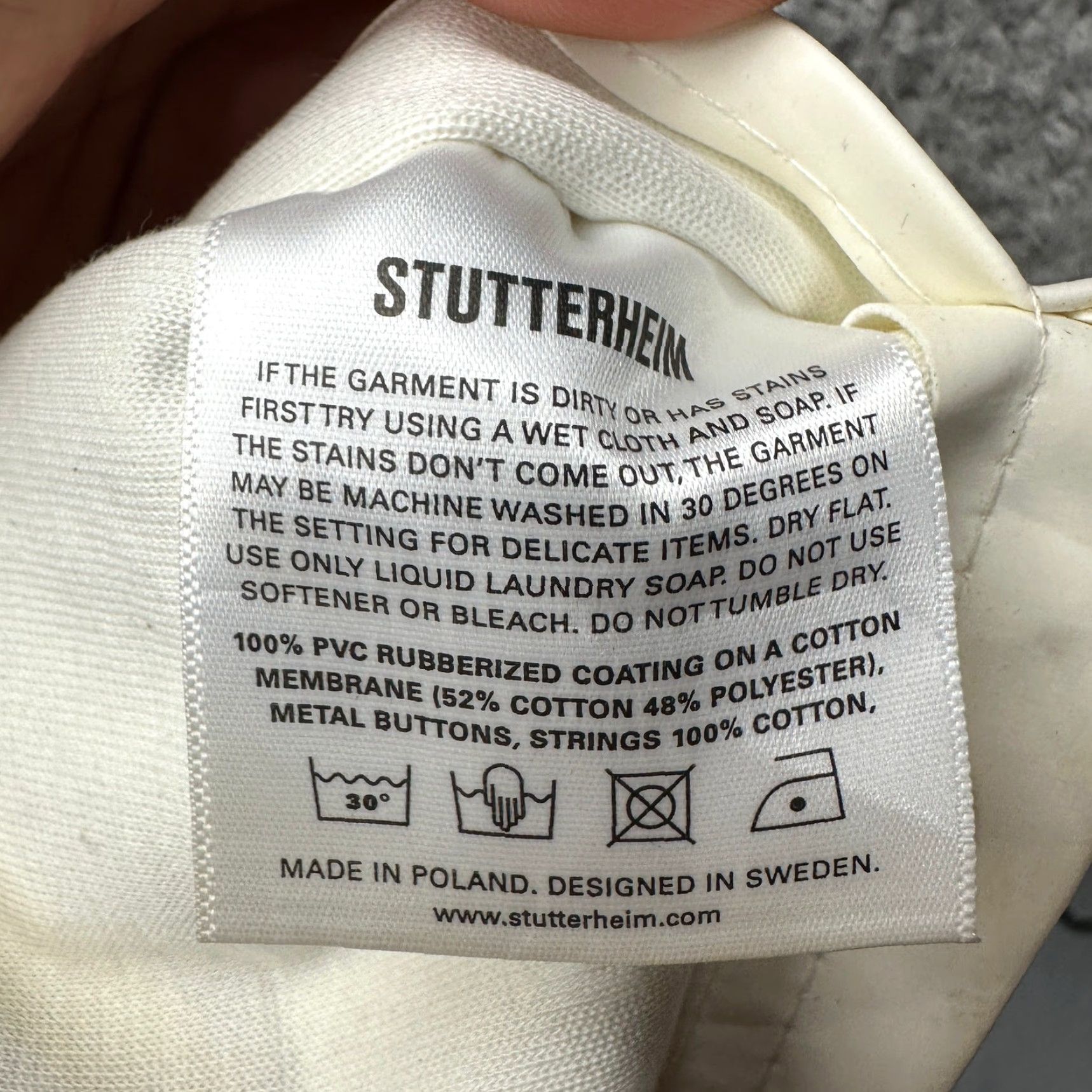 Stutterheim VINTAGE Stutterheim Goteborg Coat Raincoat Womens XS White Hooded Waterproof Snap Front Coat Womens XS White Stutterheim Rain Coat Size XS / US 0-2 / IT 36-38 - 7 Thumbnail
