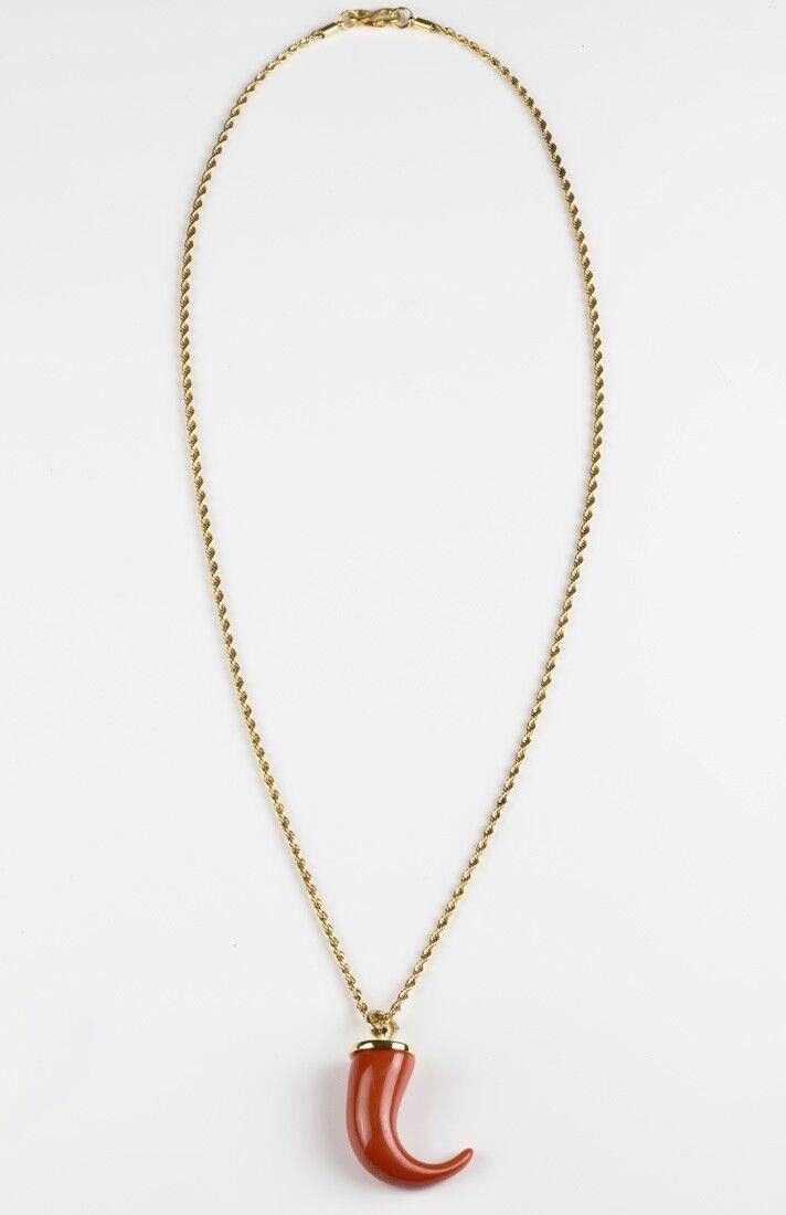 Designer Kenneth Lane Faux Red Coral Italian Horn 18 kt Gold Necklace Size ONE SIZE - 1 Thumbnail