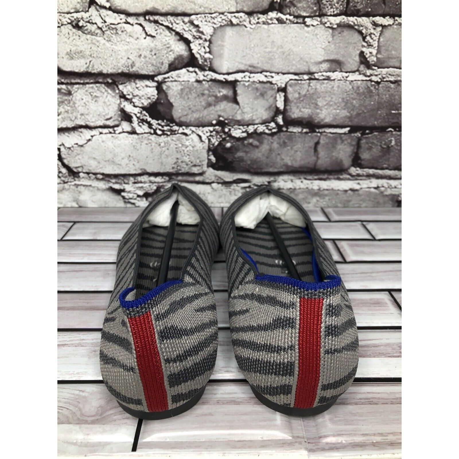 Other Rothy’s The Point Retired Grey Zebra Fabric Stripe Flats Wom Size US 9.5 / IT 39.5 - 4 Thumbnail