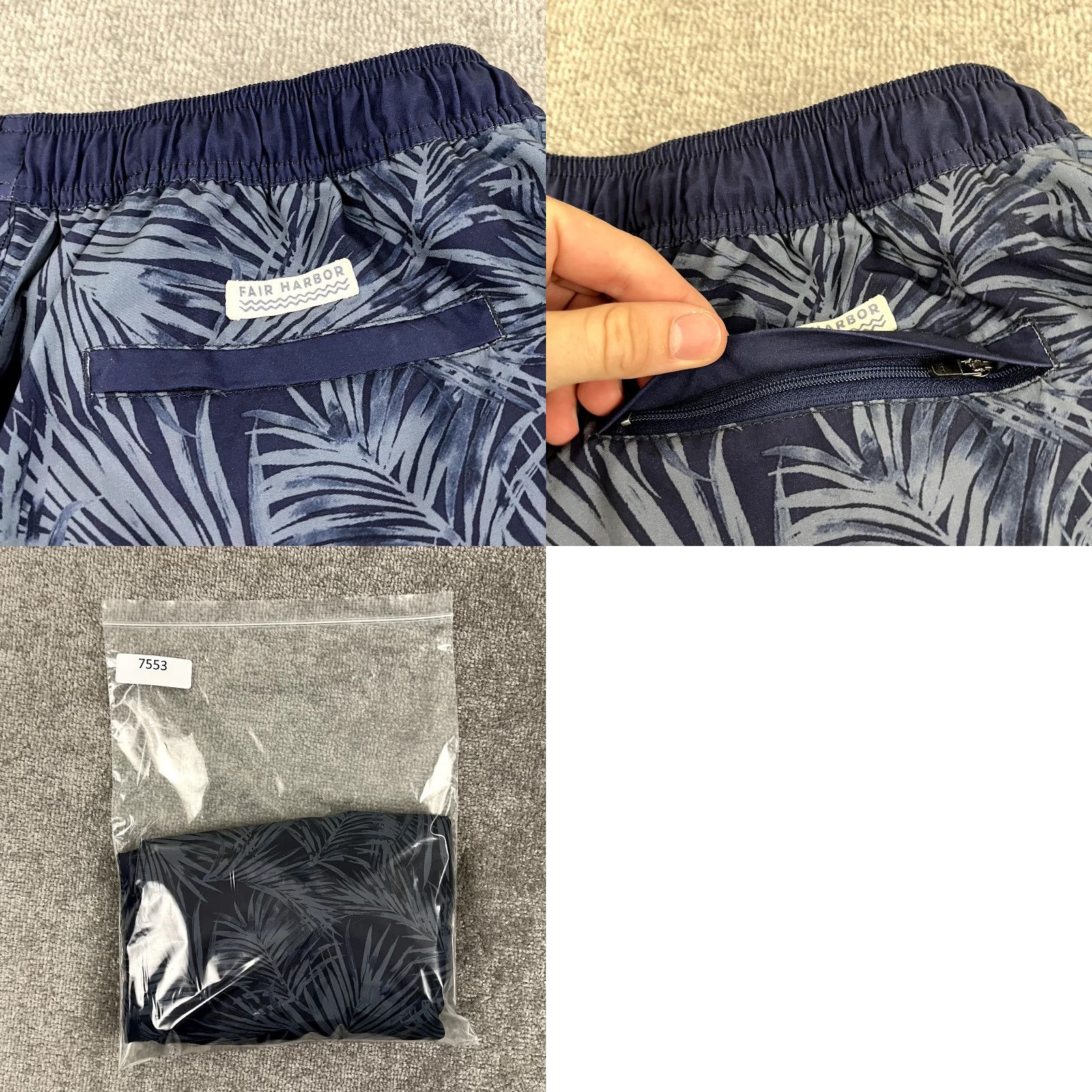 Vintage FAIR HARBOR Shorts Mens XL 8" Lined Blue Floral Hawaiian Hybrid Swimming Run Athletic Casual Pockets Breathable Woven Size US 36 / EU 52 - 8 Thumbnail