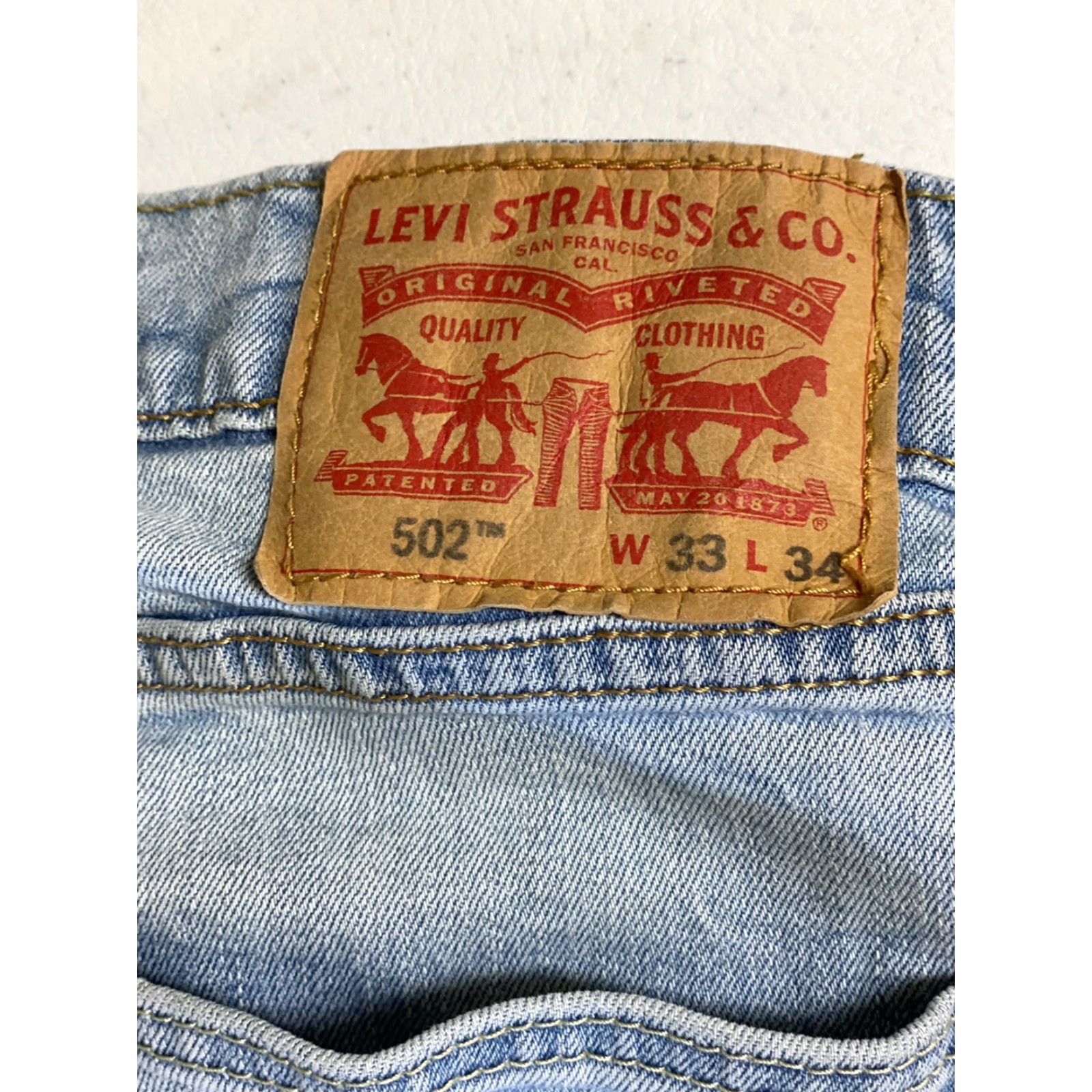Levi's Levi's Mens 502 Denim Jeans Light Wash Regular Taper Fit 32x33 Tagged 33x34 Blue Cotton Zip Button Vintage No Mens Size US 33 - 5 Thumbnail
