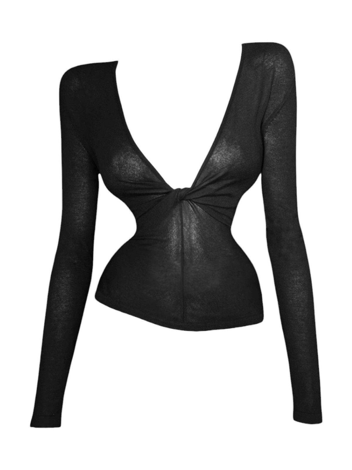 Gucci Runway Gucci by Tom Ford Draped Semi Sheer Cashmere Blouse Size M / US 6-8 / IT 42-44 - 3 Thumbnail