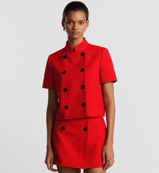 Dior o1w1db11225 451V55 Short-Sleeved Jacket in Red Size S / US 4 / IT 40 - 4 Thumbnail
