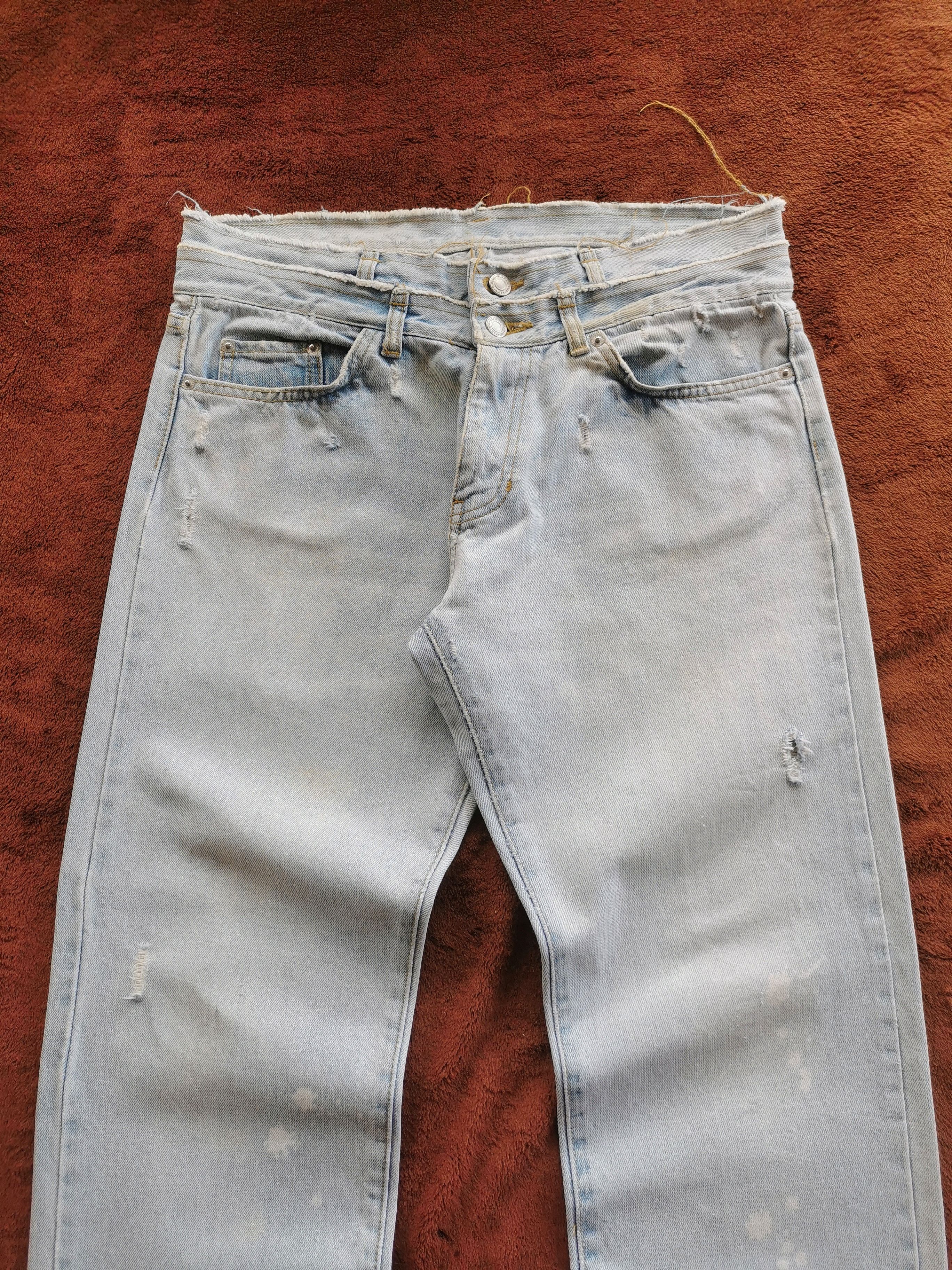 If Six Was Nine Double Waist Distressed Denim Jeans Size US 33 - 4 Thumbnail