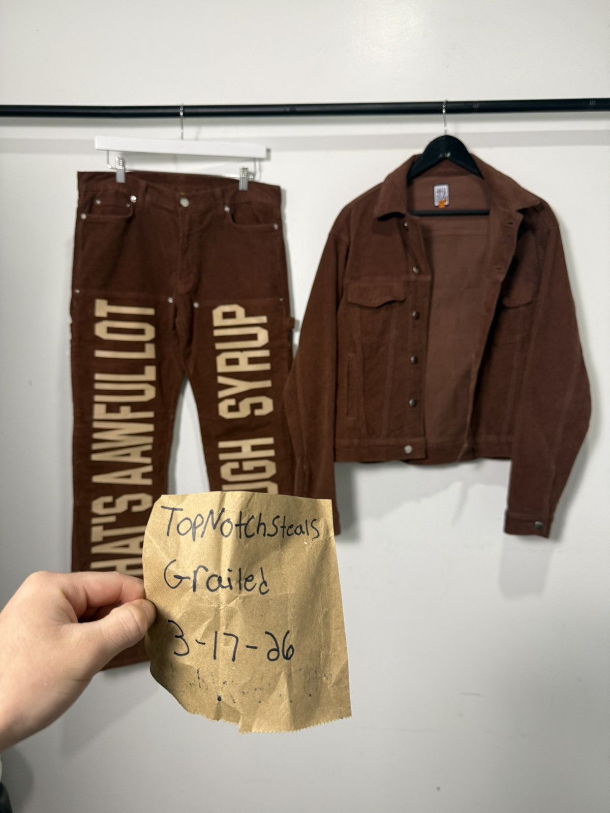 Awful Lot of Cough Syrup brown corduroy suit Size US 34 / EU 50 - 1 Thumbnail