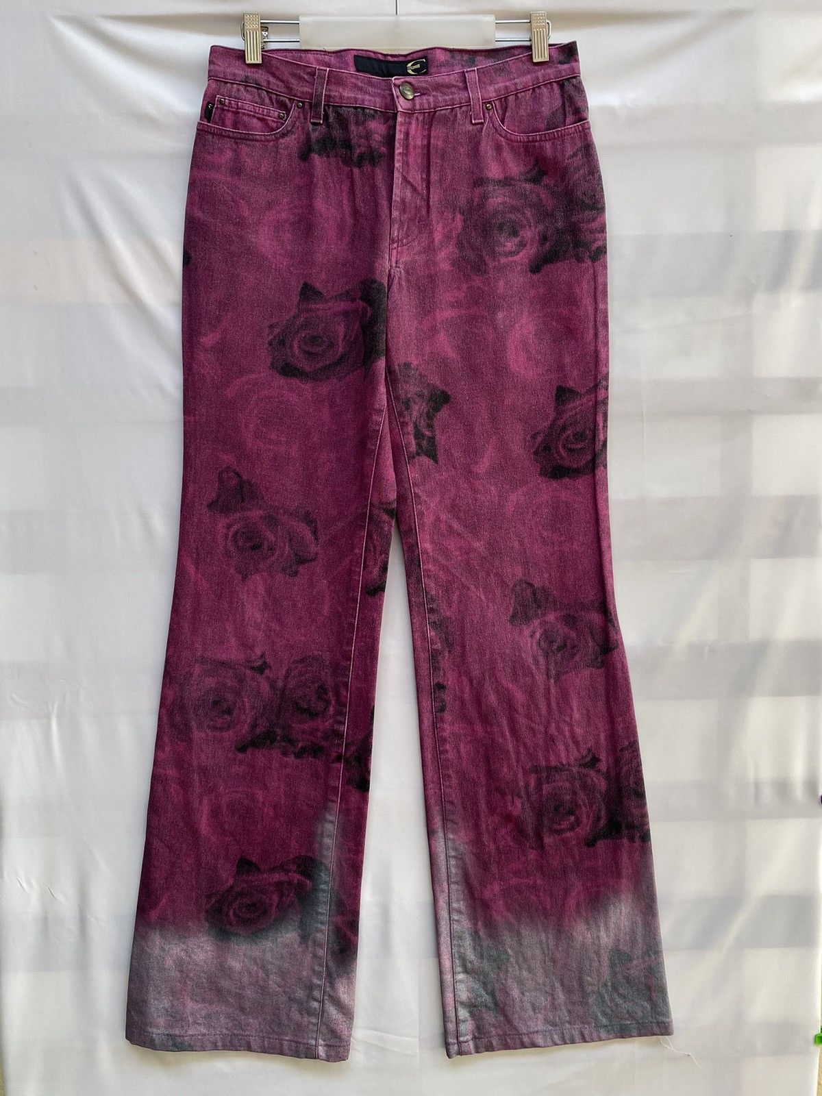 Just Cavalli Vintage JustCavalli Nocturnal Rose Blossom Bootcut Pants Size US 32 / EU 48 - 1 Thumbnail