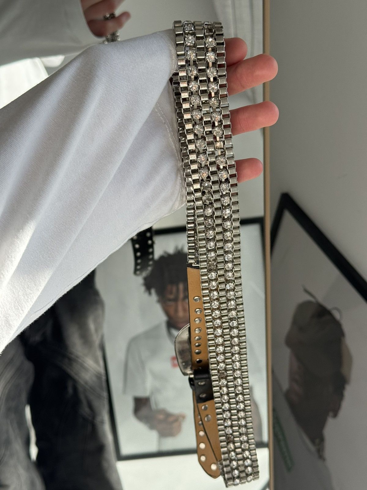 Japanese Brand Vintage Belts Y2K Rhinestones Punk leather belt Japanese Size ONE SIZE - 2 Thumbnail