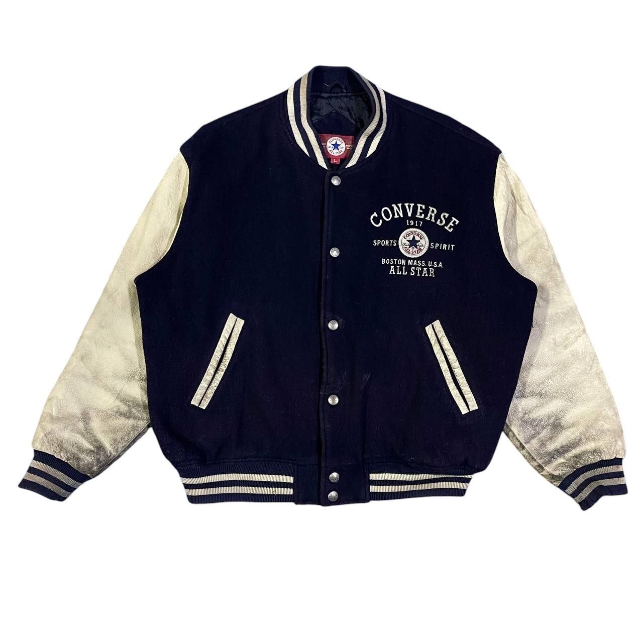 Converse Vintage 90’s Converse Wool Leather Varsity Jacket Size US L / EU 52-54 / 3 - 5 Thumbnail