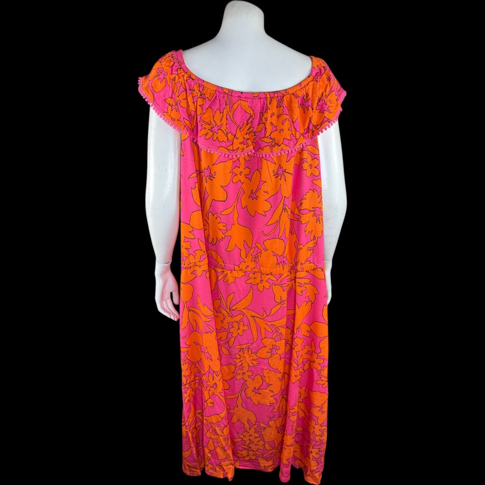 Isaac Mizrahi Isaac Mizrahi Live! Printed Off the Shoulder Dress Pink 2X Size XXL / US 16-18 / IT 52-54 - 8 Thumbnail