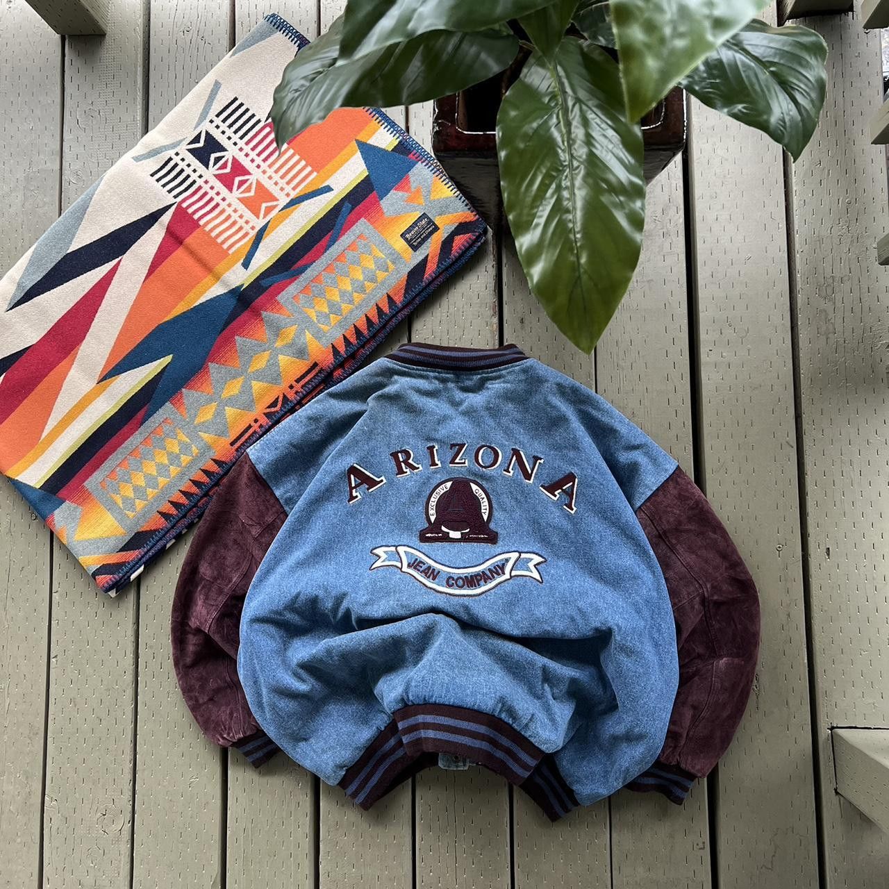 Vintage Vintage90s Arizona Jeans Company Denim Bomber Varsity Jacket Size US XXL / EU 58 / 5 - 3 Thumbnail