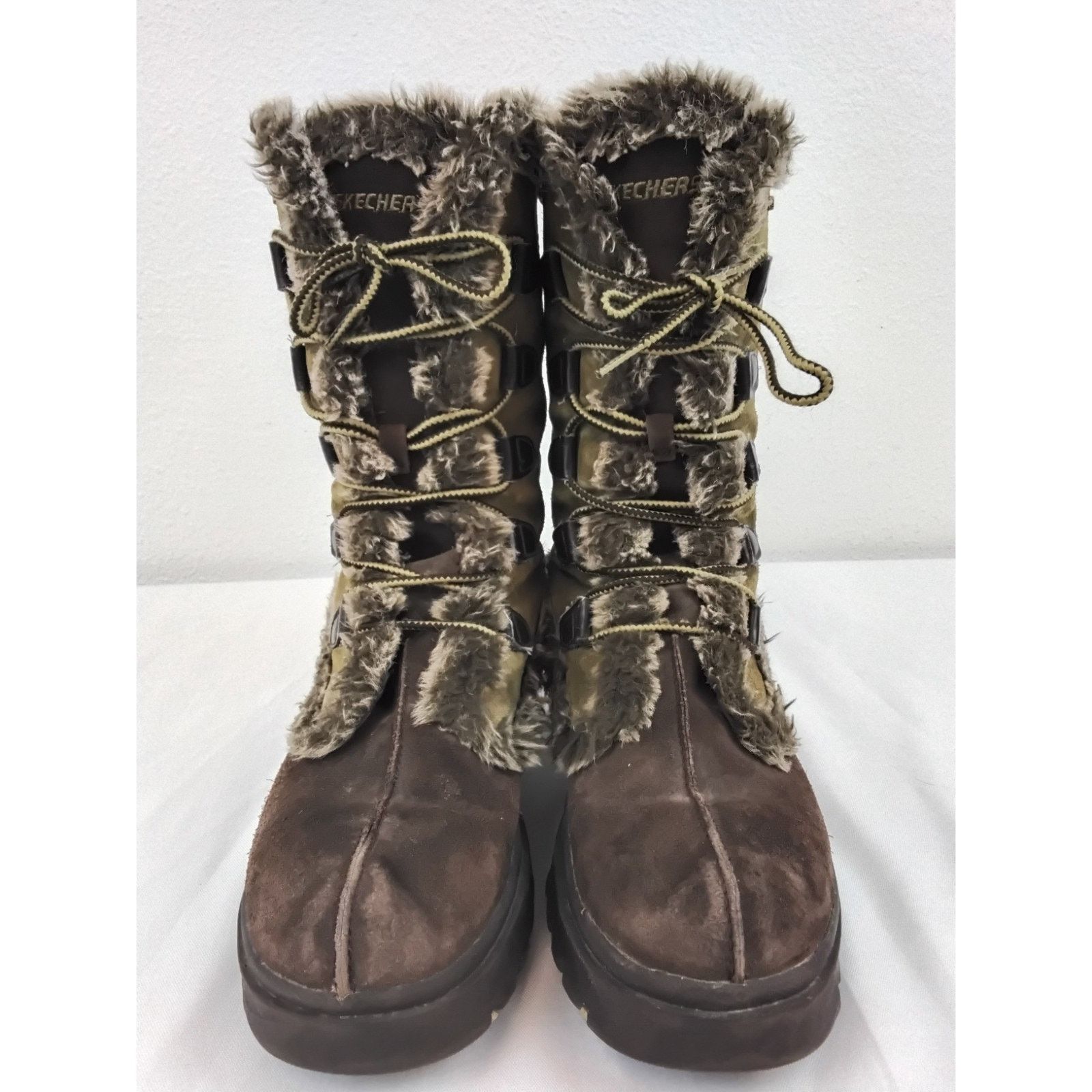 SKECHERS Sketchers Frolic Winter Boots Women's 8 Green/Brown Chunky Size US 8 / IT 38 - 6 Thumbnail