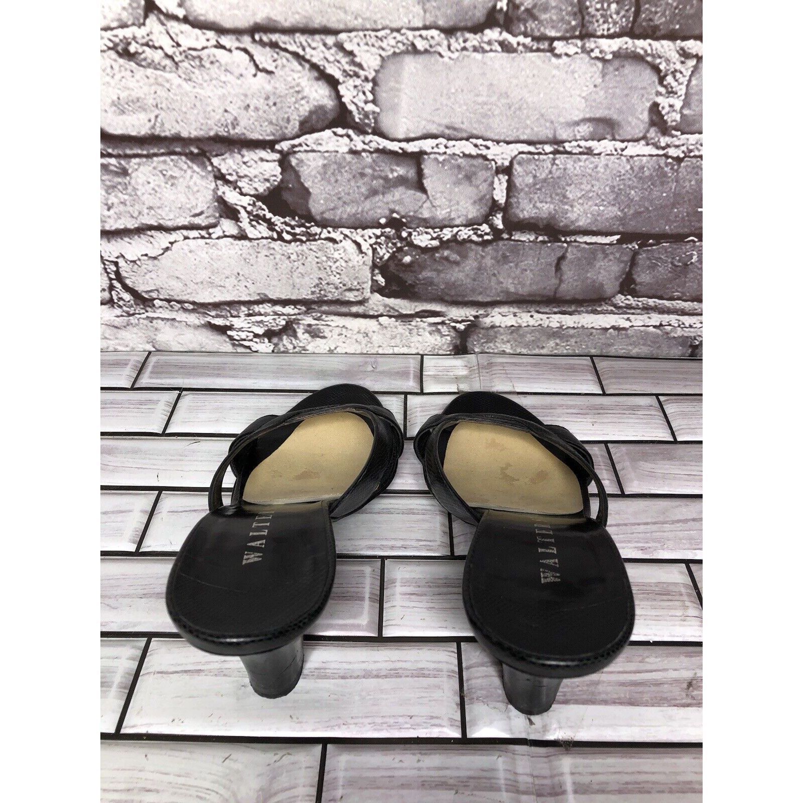 Walter Steiger Walter Steiger Black Leather Python Print Heel Sandals Women Size US 8.5 / IT 38.5 - 17 Thumbnail