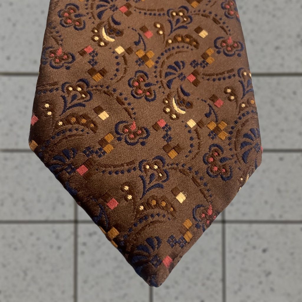 JCPenney VINTAGE JCPenney The Men's Shop Neck Tie Woven Paisley Deco Dot Brown 3x56 Capsule Necktie 1970s Men Tie Brown Size ONE SIZE - 1 Thumbnail