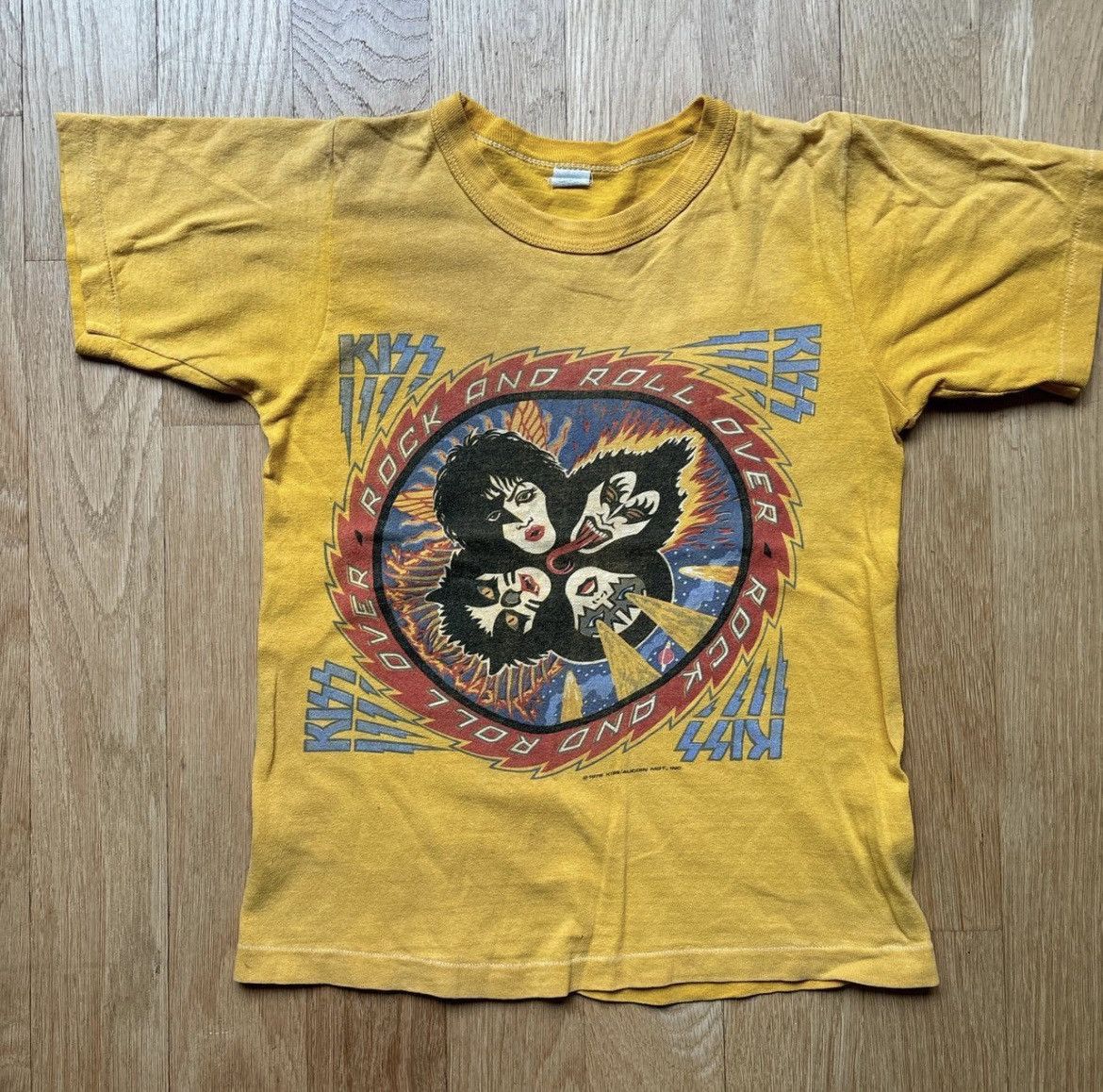 image of Band Tees x Vintage Kiss Band T-Shirt in Yellow, Men's (Size Small)