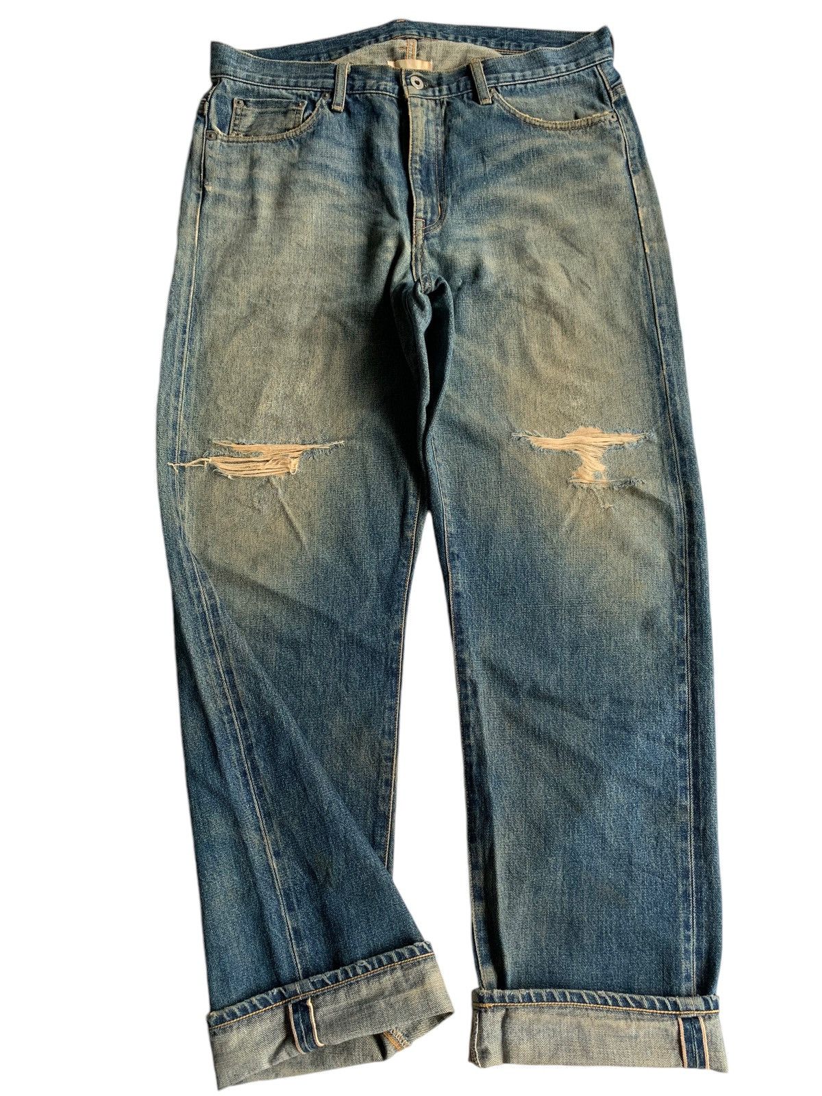 Kapital Whiz Limited Buckle Back Selvedge Distressed Denim Size US 36 / EU 52 - 5 Thumbnail