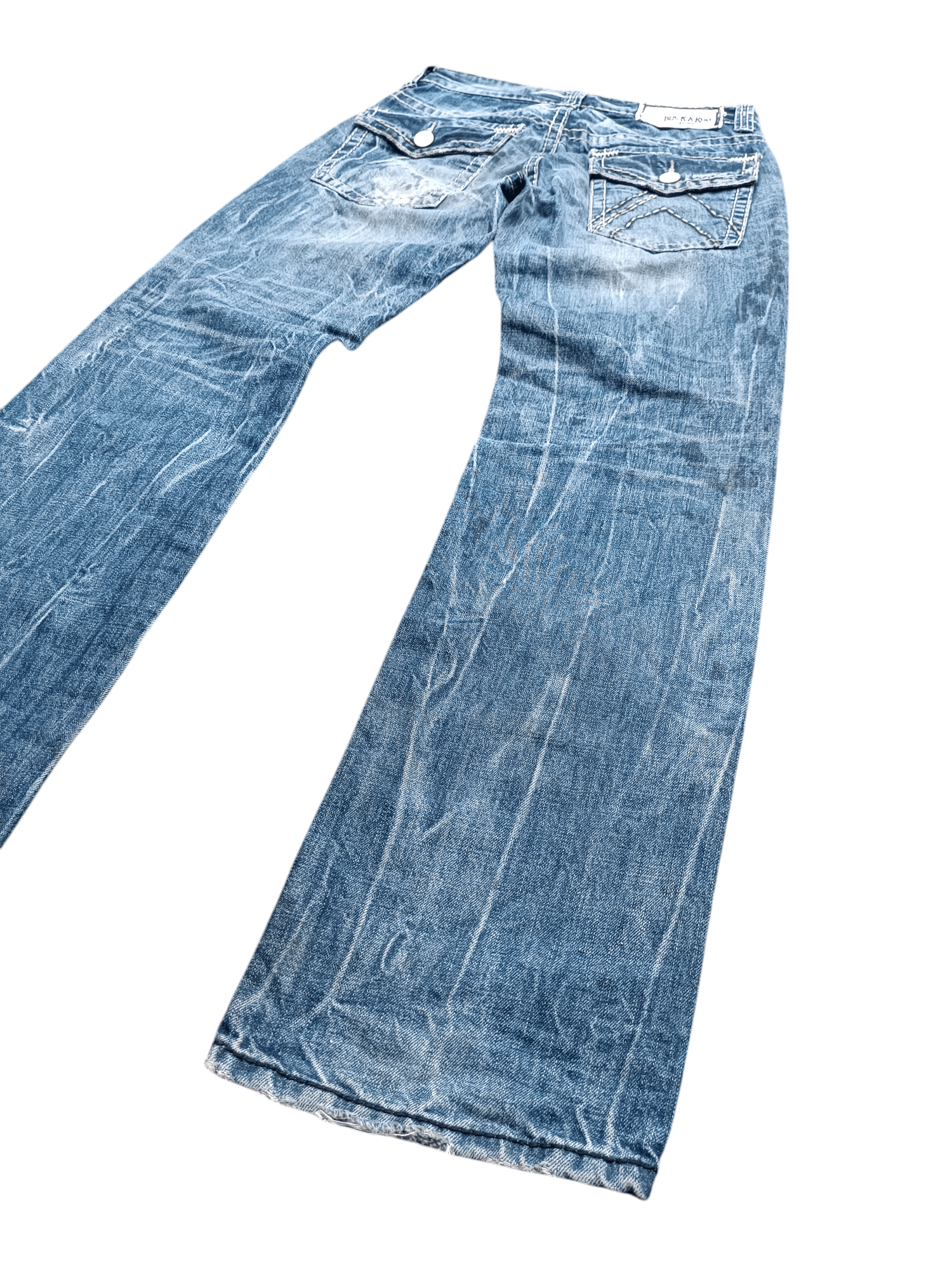 Japanese Brand Buckaroo Whiskers Faded Distressed Flared Jeans Size US 31 - 18 Thumbnail