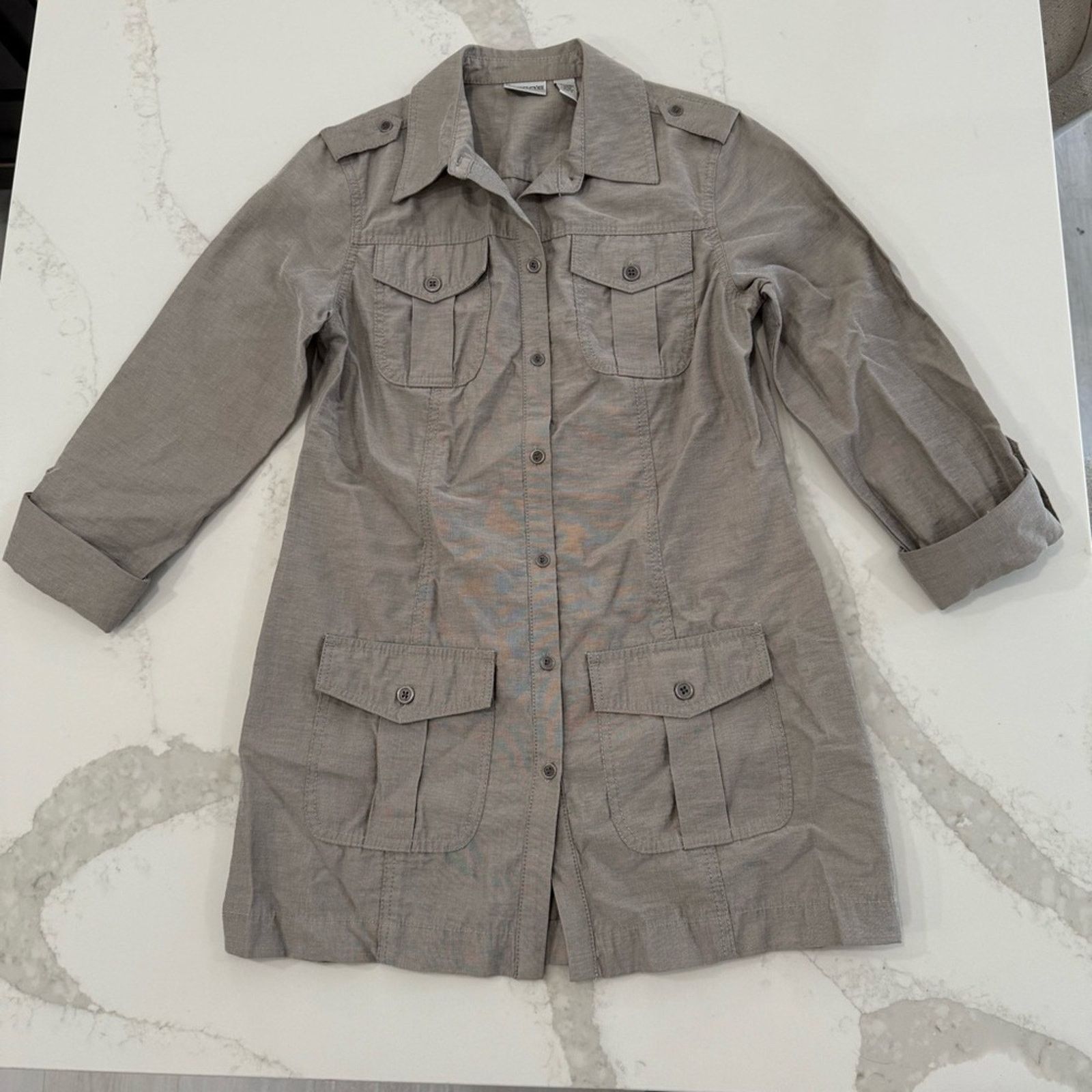 Chicos Vintage Chicos LinenBlend Military Style Jacket Womens Small Size S / US 4 / IT 40 - 1 Thumbnail
