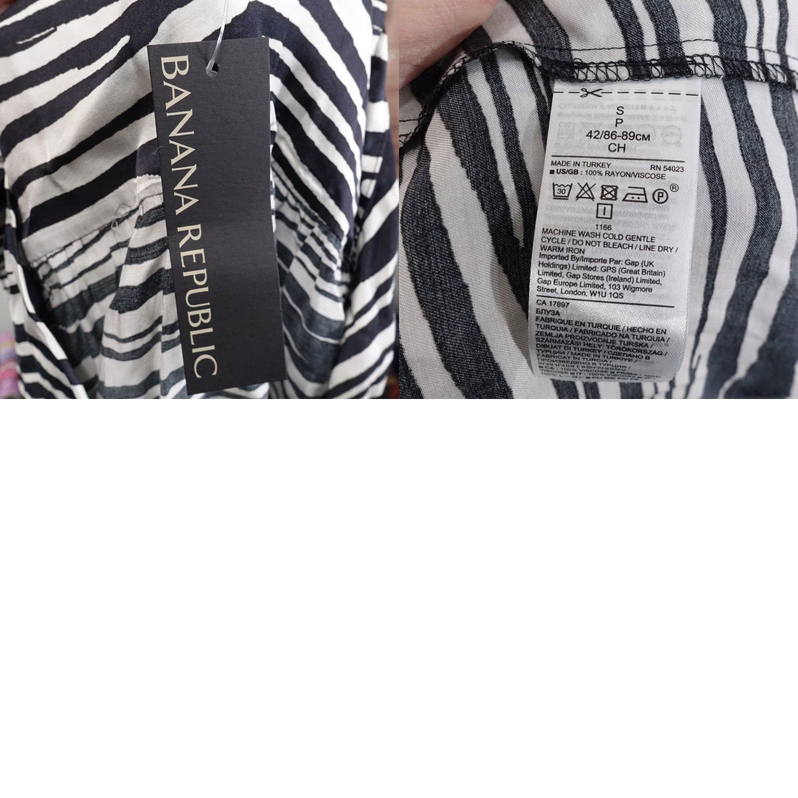 Banana Republic Banana Republic Blouse Womens Small Black White Zebra Stripe Long Sleeve Top Mens is incorrect it should be Womens Size S / US 4 / IT 40 - 8 Thumbnail