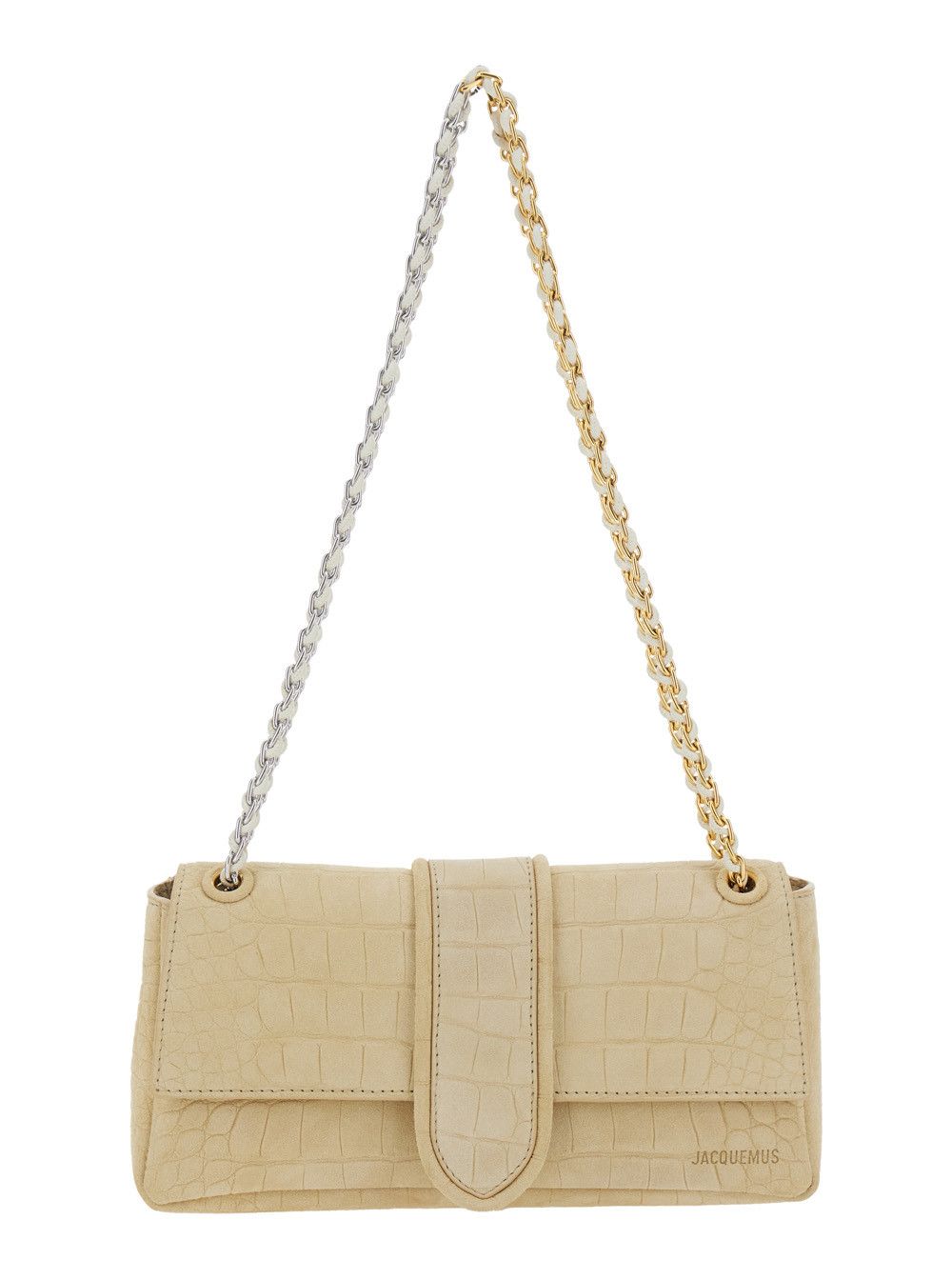 Jacquemus 'Le Bambino Chaine' Beige Shoulder Bag with Chain Strap and Crocodile-Embossed Effect in Leather Woman Size ONE SIZE - 1 Thumbnail