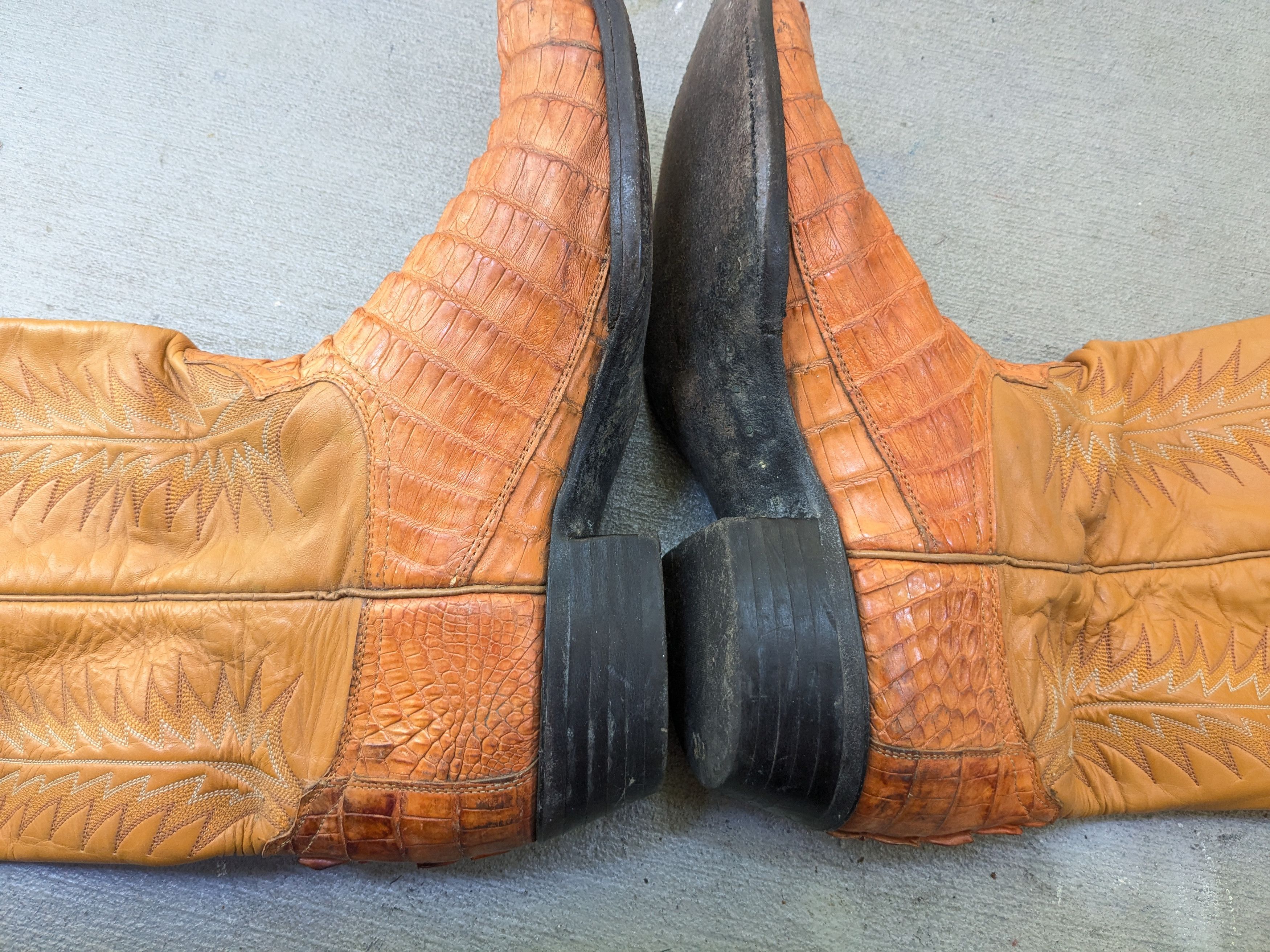 Genuine Leather Vintage Cowboy Boots Orange 11 EE Wide Western Botas Size US 11 / EU 44 - 11 Thumbnail