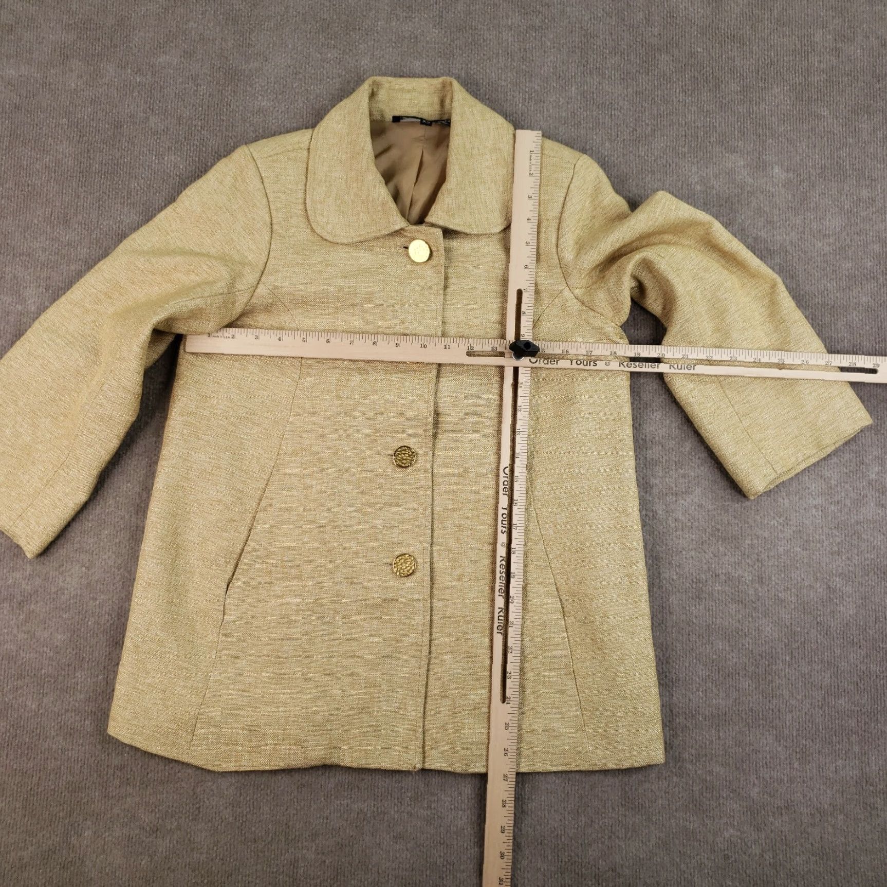 PONY Painted Pony Blazer Womens Extra Small Gold Single Breasted Shoulder Pads Size XS / US 0-2 / IT 36-38 - 2 Thumbnail