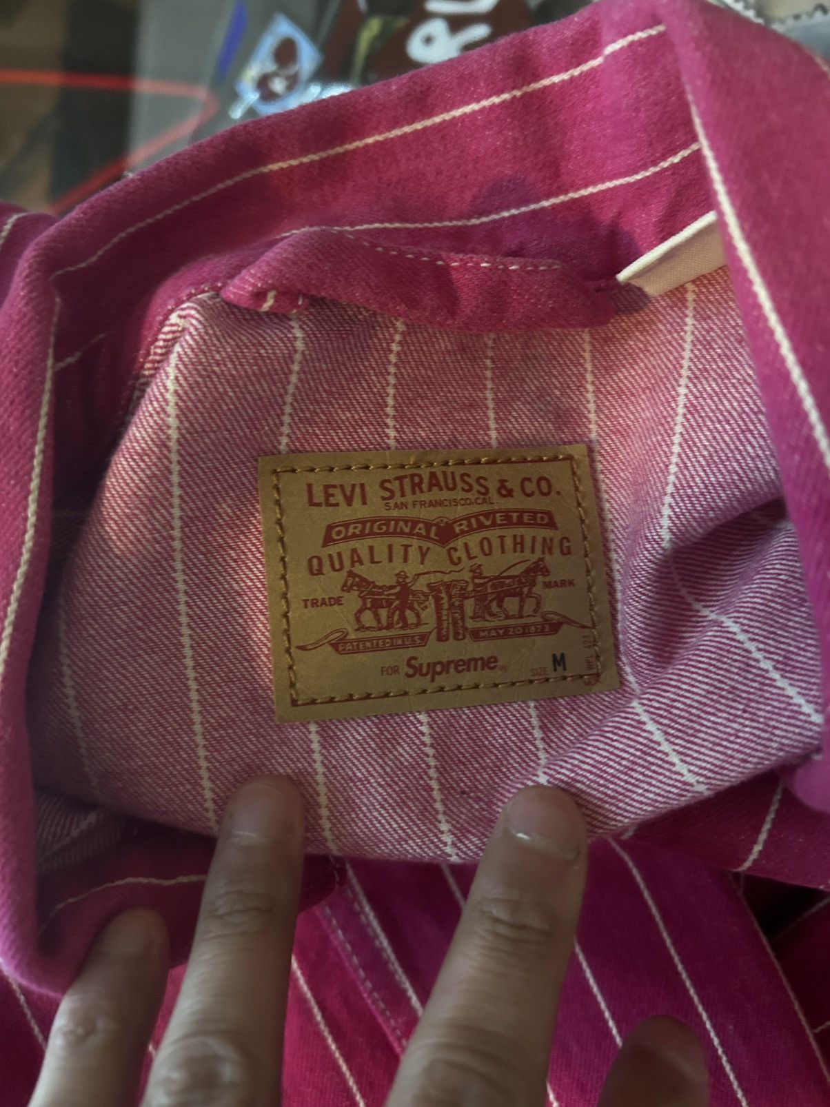 Levi's × Supreme Pink pinstripe Levi’s supreme Size US M / EU 48-50 / 2 - 5 Thumbnail