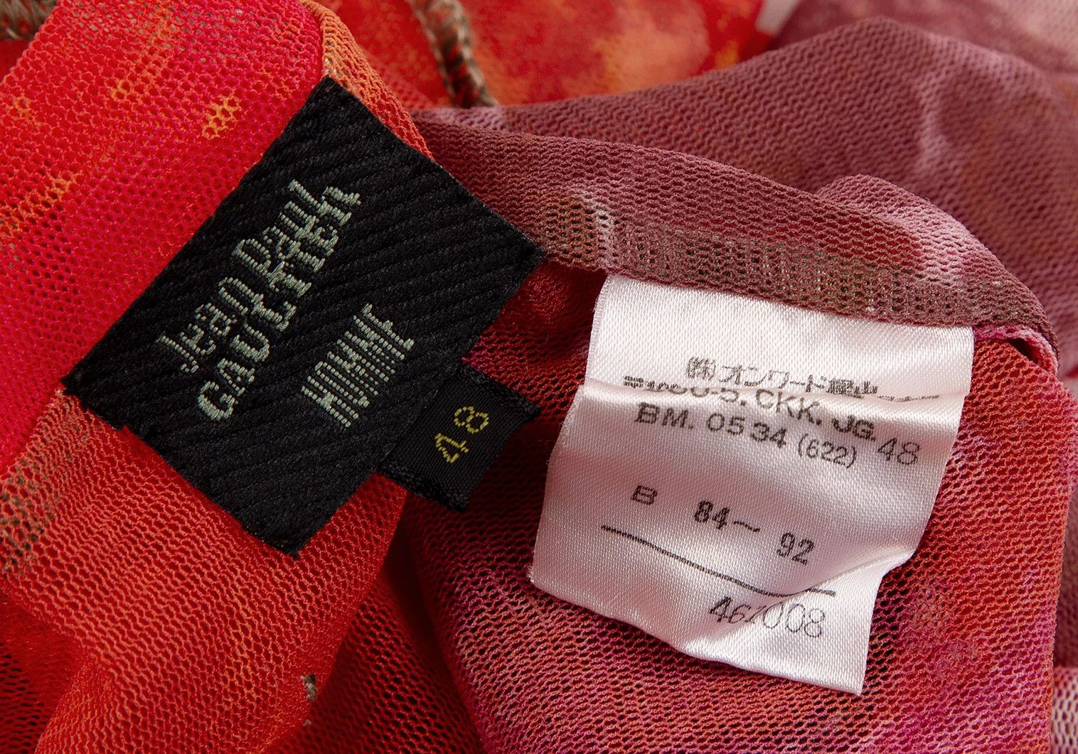 Jean Paul Gaultier Inside-Out Print Power Net T-Shirt in Orange Pink Size US M / EU 48-50 / 2 - 14 Thumbnail